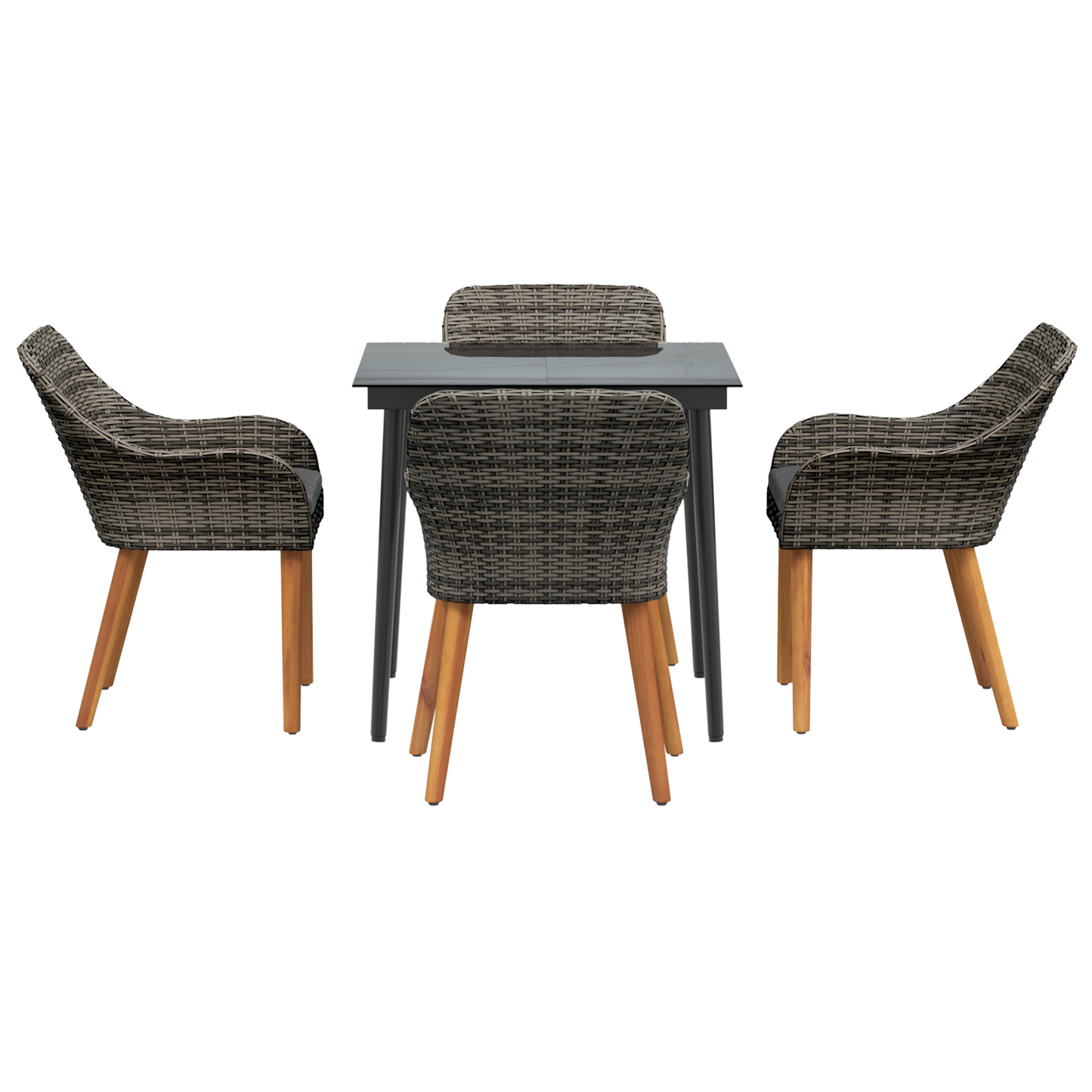 5 Piece Garden Dining Set Grey Poly Rattan