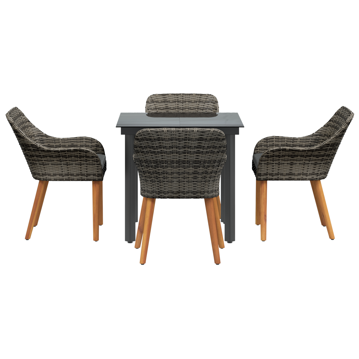 5 Piece Garden Dining Set Grey Poly Rattan