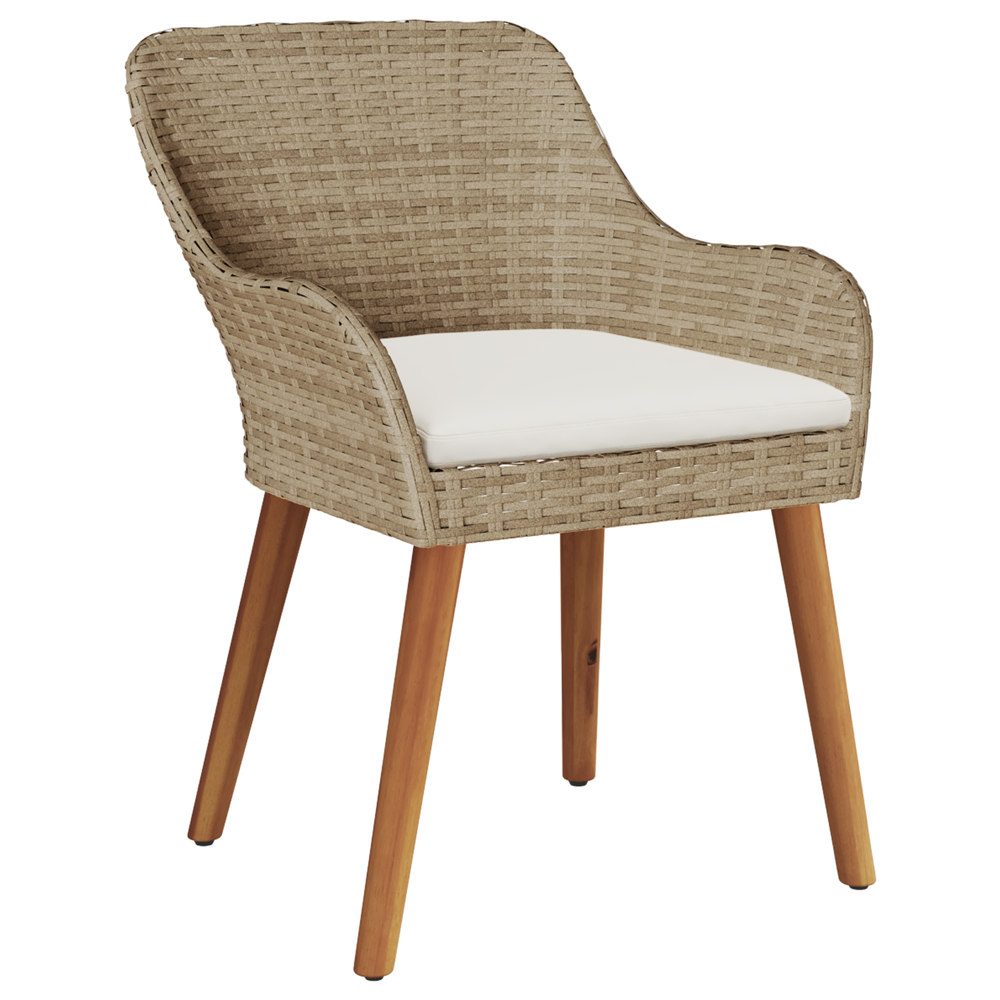 3 Piece Garden Dining Set Beige Poly Rattan