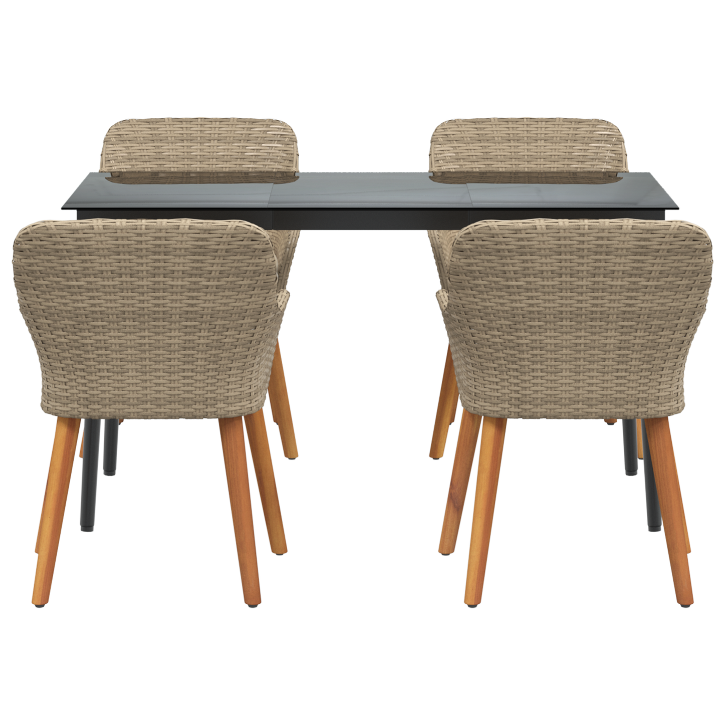 5 Piece Garden Dining Set Beige Poly Rattan