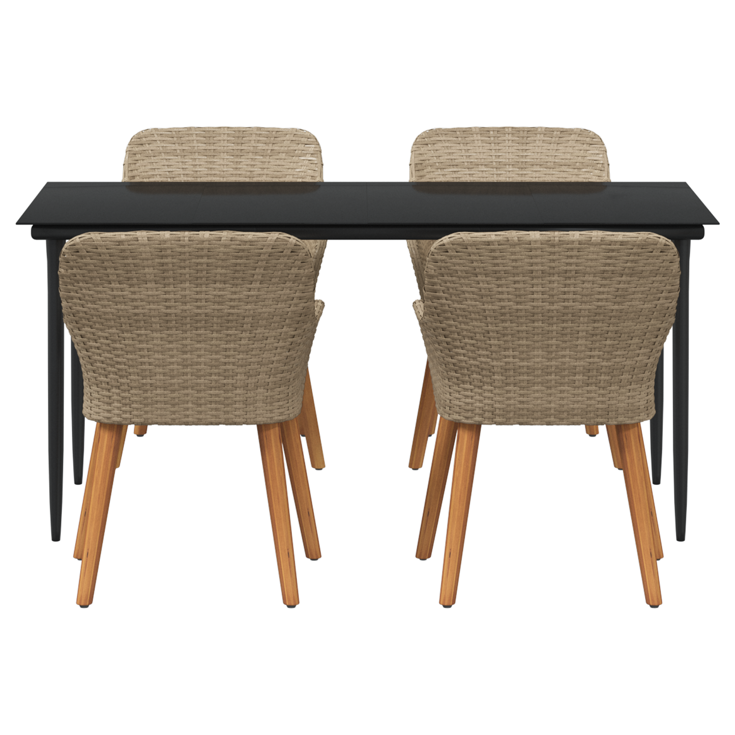 5 Piece Garden Dining Set Beige Poly Rattan