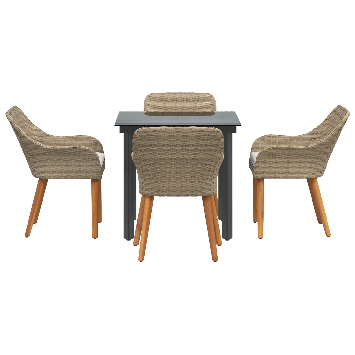 5 Piece Garden Dining Set Beige Poly Rattan