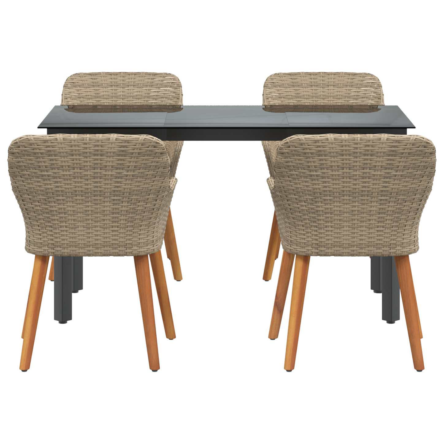 5 Piece Garden Dining Set Beige Poly Rattan