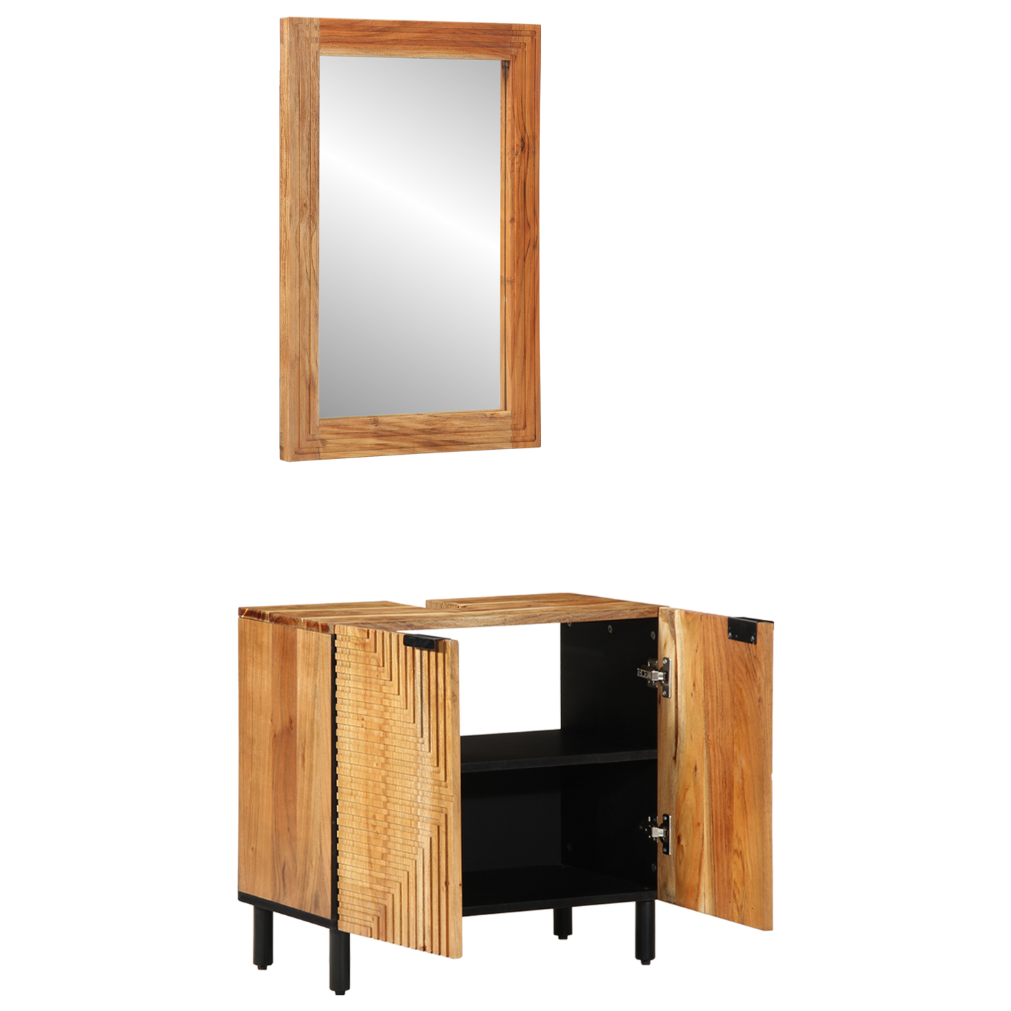 2 Piece Bathroom Furniture Set Brown Solid Wood Acacia