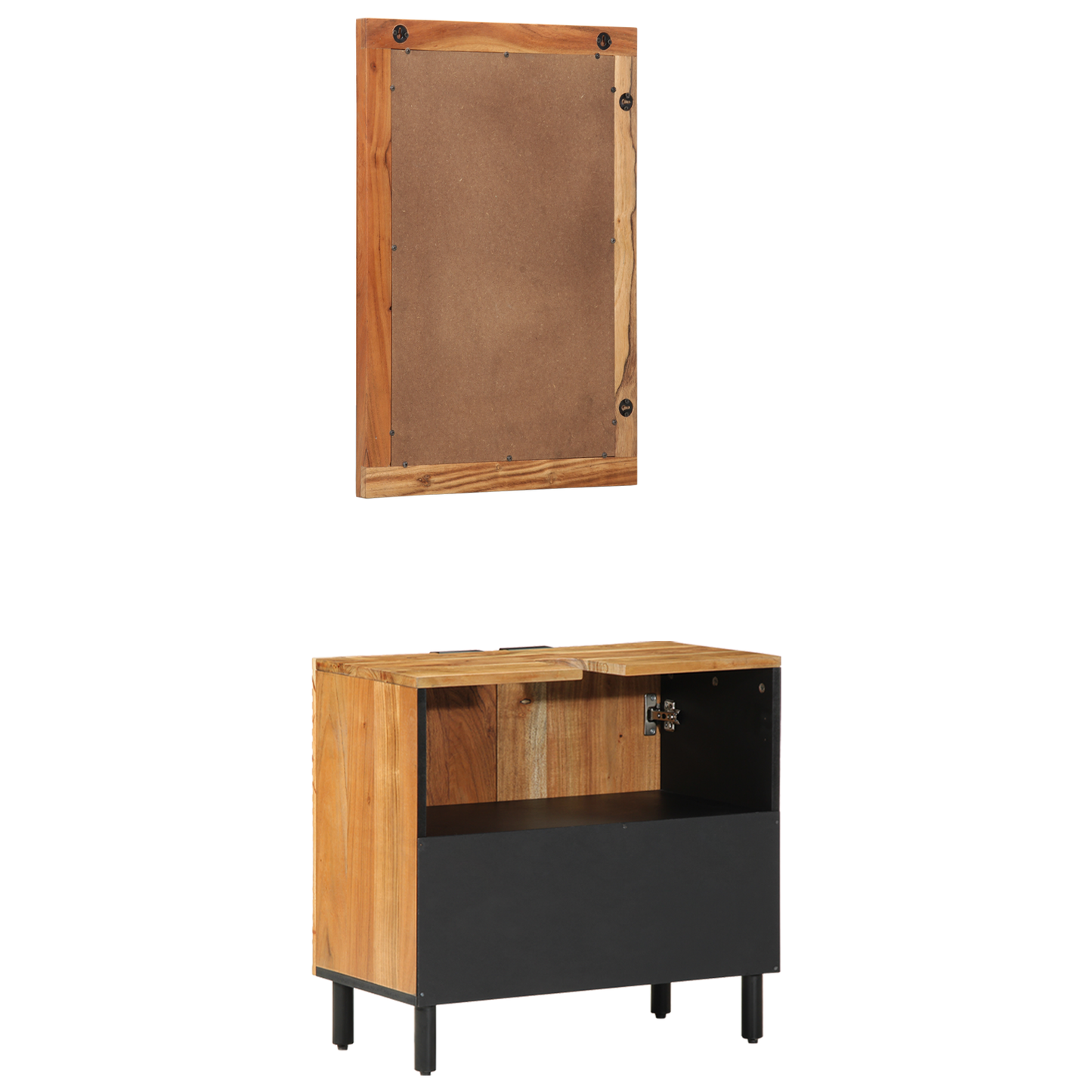 2 Piece Bathroom Furniture Set Brown Solid Wood Acacia