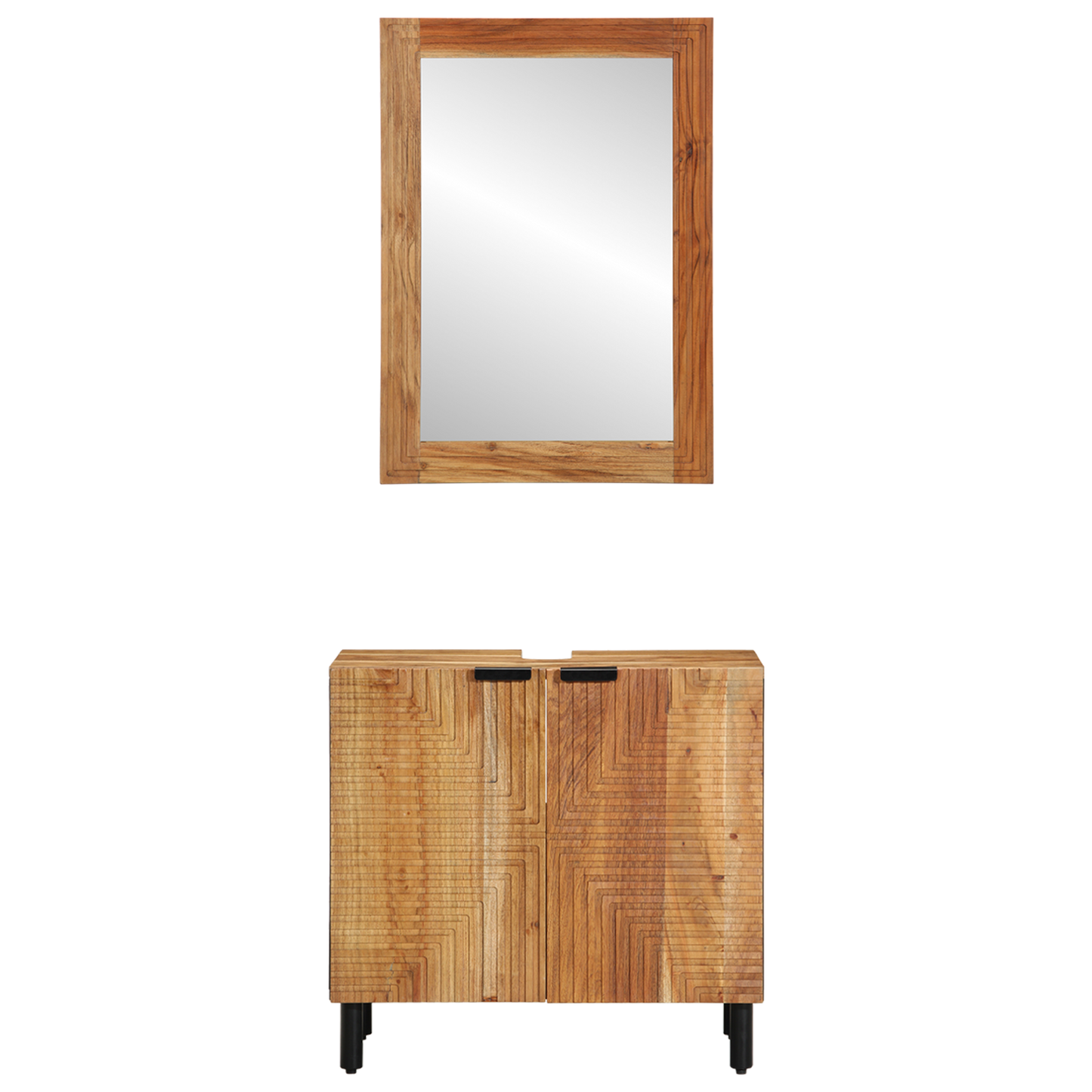 2 Piece Bathroom Furniture Set Brown Solid Wood Acacia