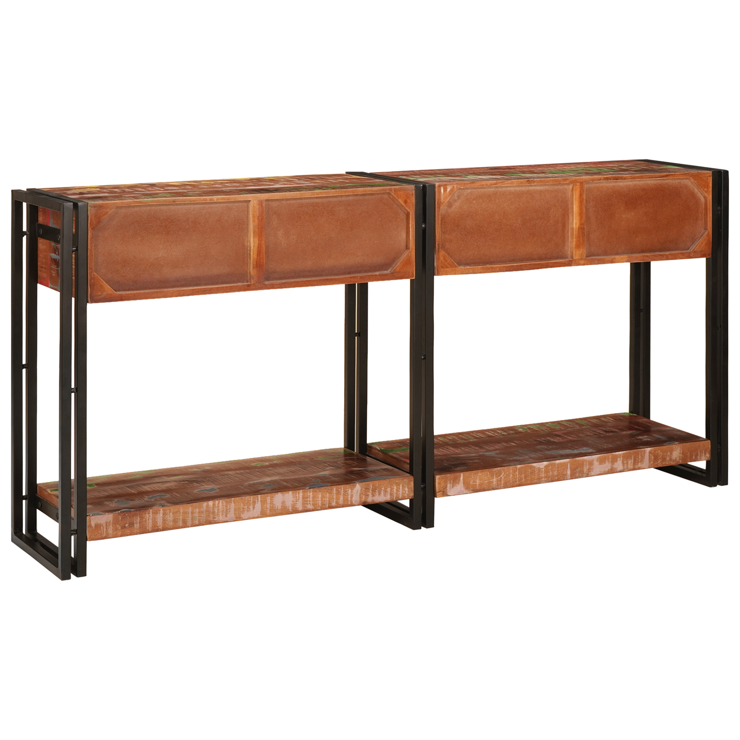 Console Tables Set of 2 with Drawers, Multicolour Solid Wood Reclaimed