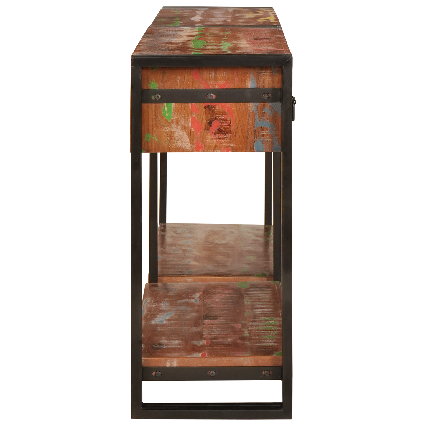 Console Tables Set of 2 with Drawers, Multicolour Solid Wood Reclaimed
