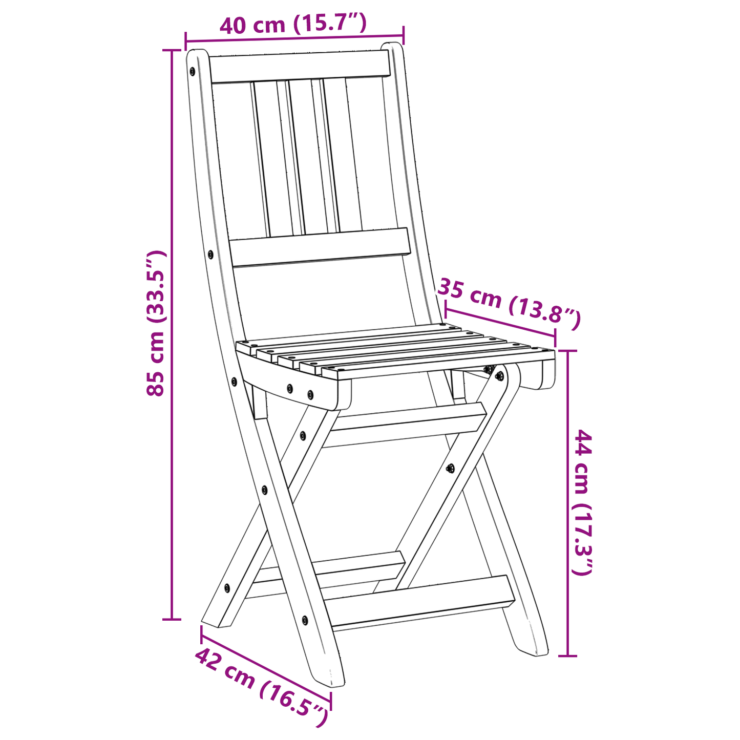 Folding Garden Chairs 6 pcs 36x46x86 cm Solid Wood Acacia