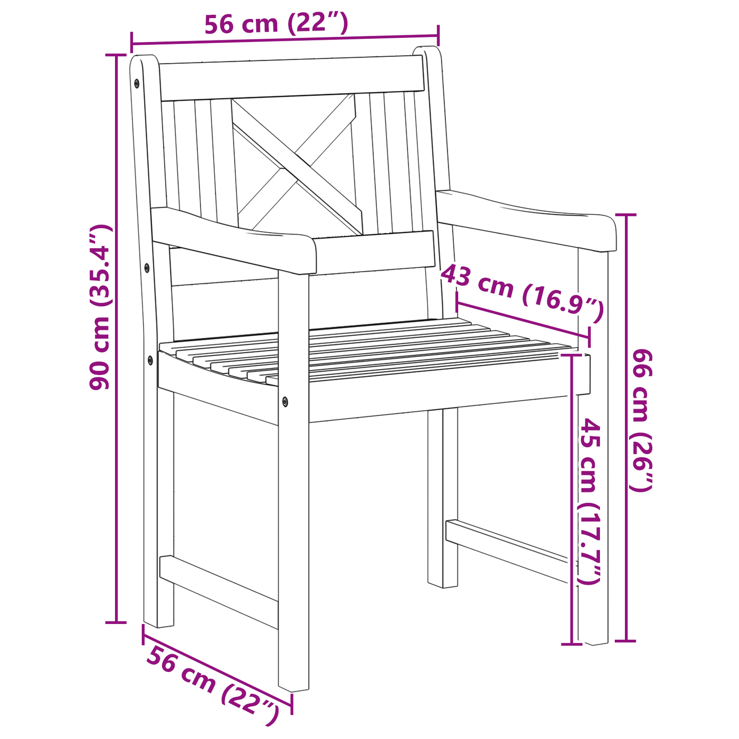 Garden Chairs 6 pcs 56x55.5x90 cm Solid Wood Acacia