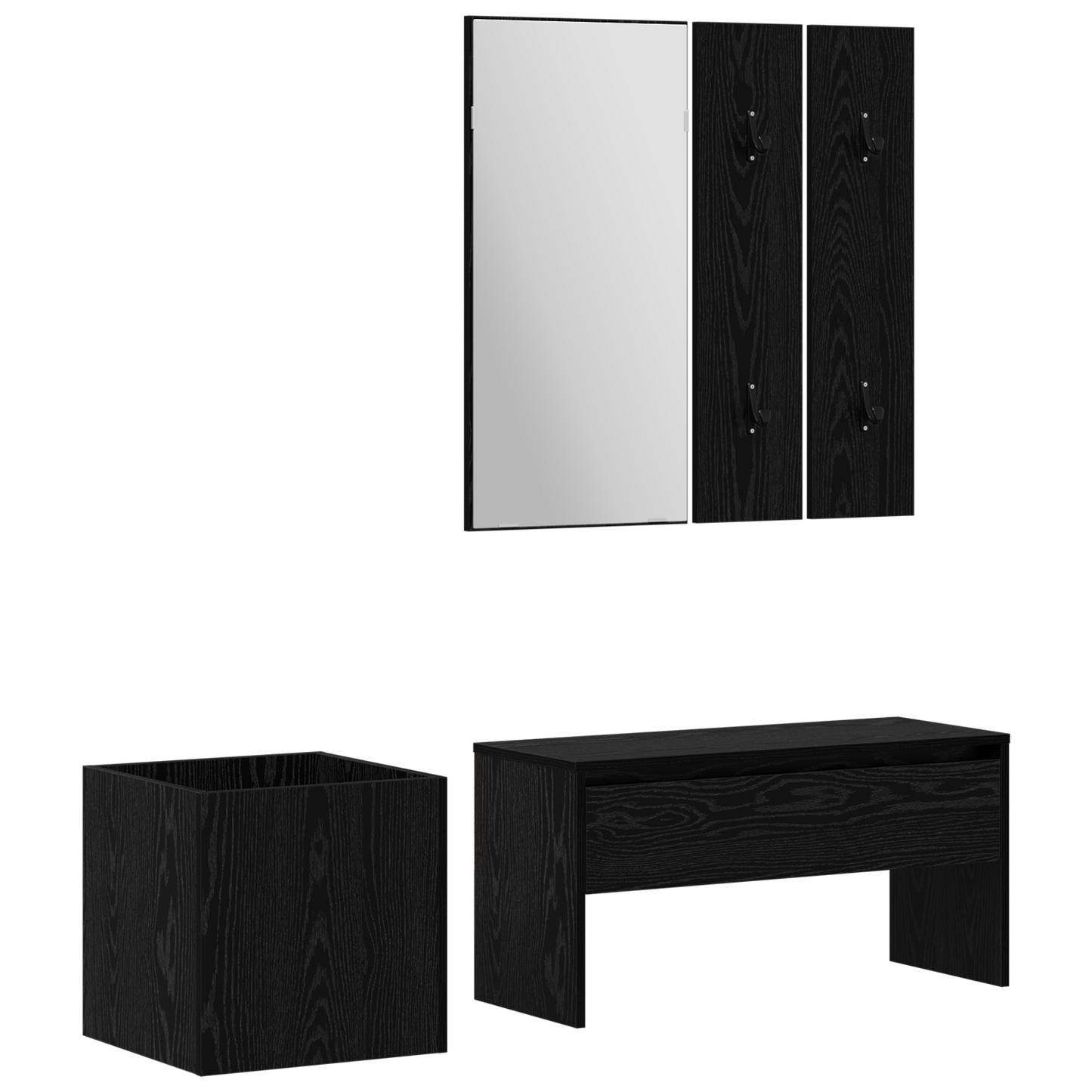 Hallway Furniture Set Black Oak Engineered Wood