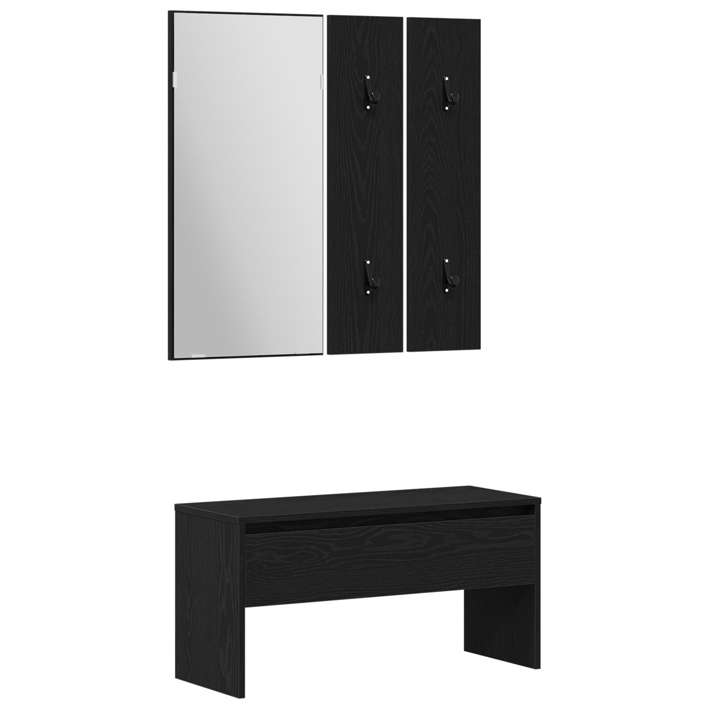 Hallway Furniture Set Black Oak Engineered Wood