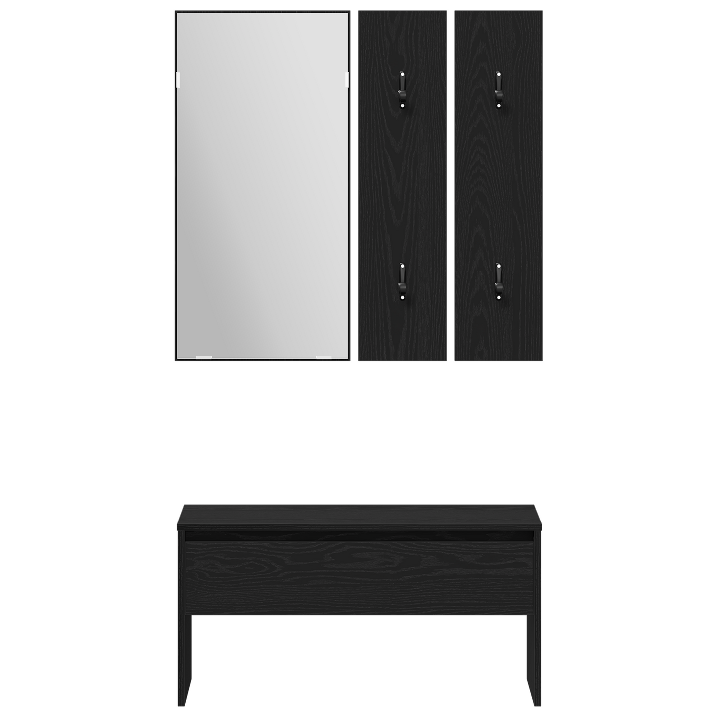 Hallway Furniture Set Black Oak Engineered Wood