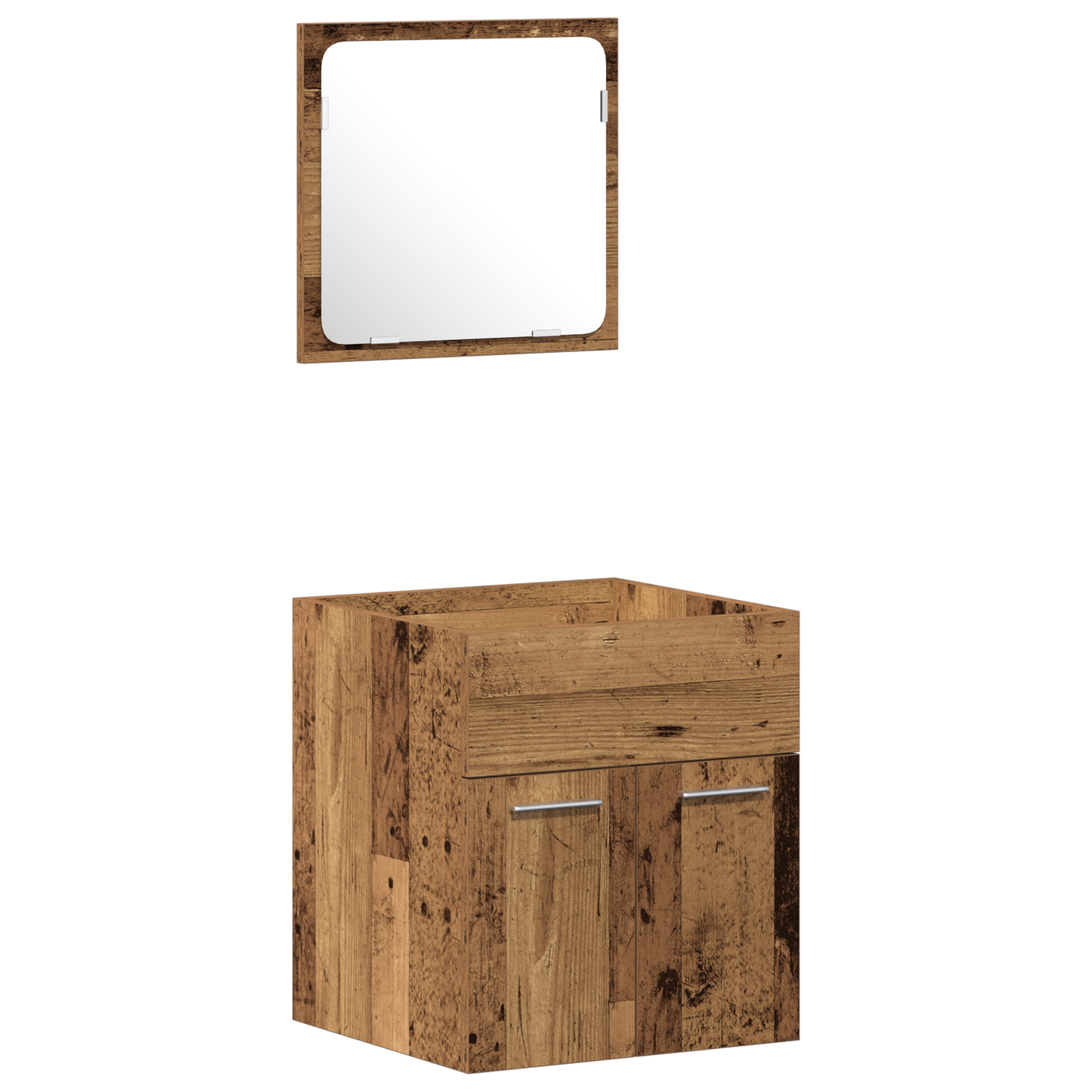 4 Piece Bathroom Furniture Set - Old Wood Engineered Wood