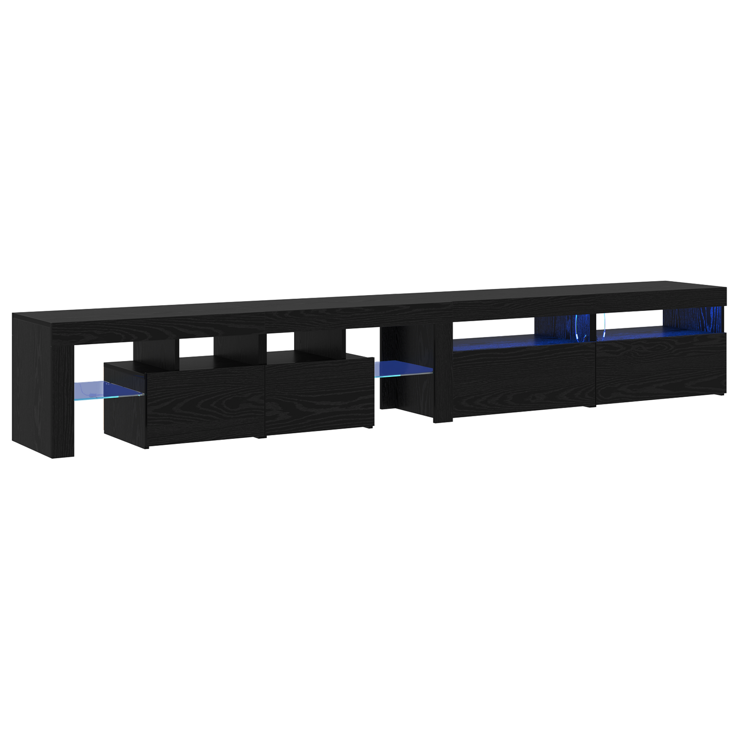 TV Cabinets 3 pcs with LED Lights Black Oak Engineered Wood