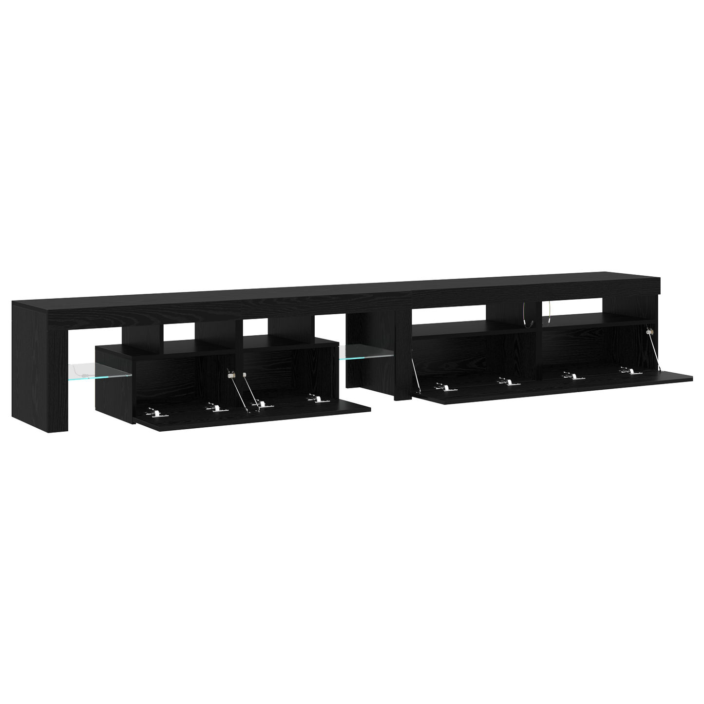 TV Cabinets 3 pcs with LED Lights Black Oak Engineered Wood