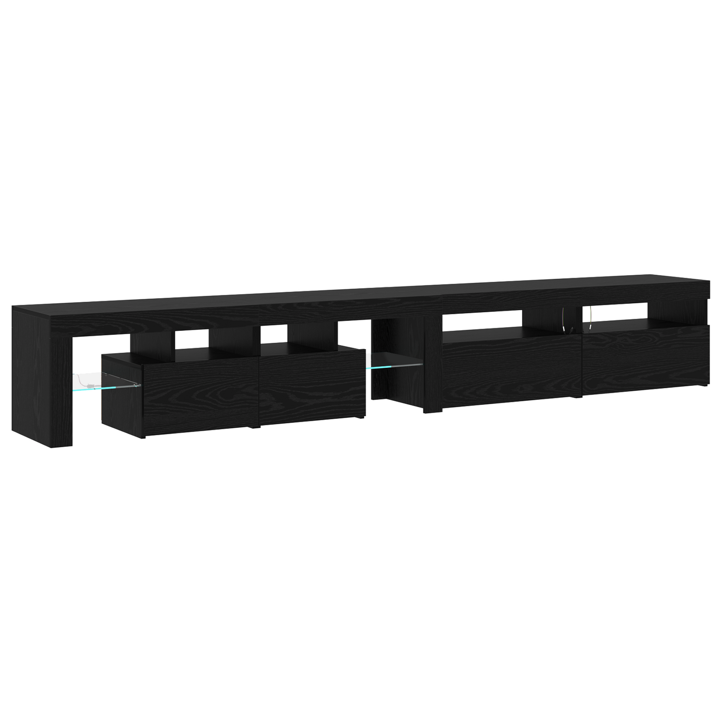 TV Cabinets 3 pcs with LED Lights Black Oak Engineered Wood