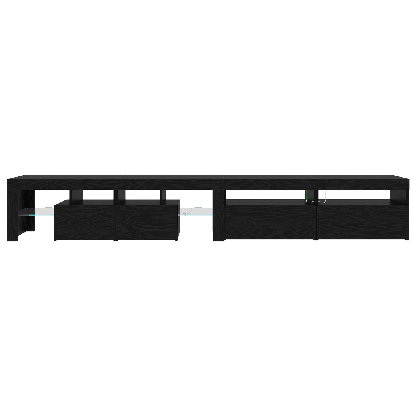 TV Cabinets 3 pcs with LED Lights Black Oak Engineered Wood