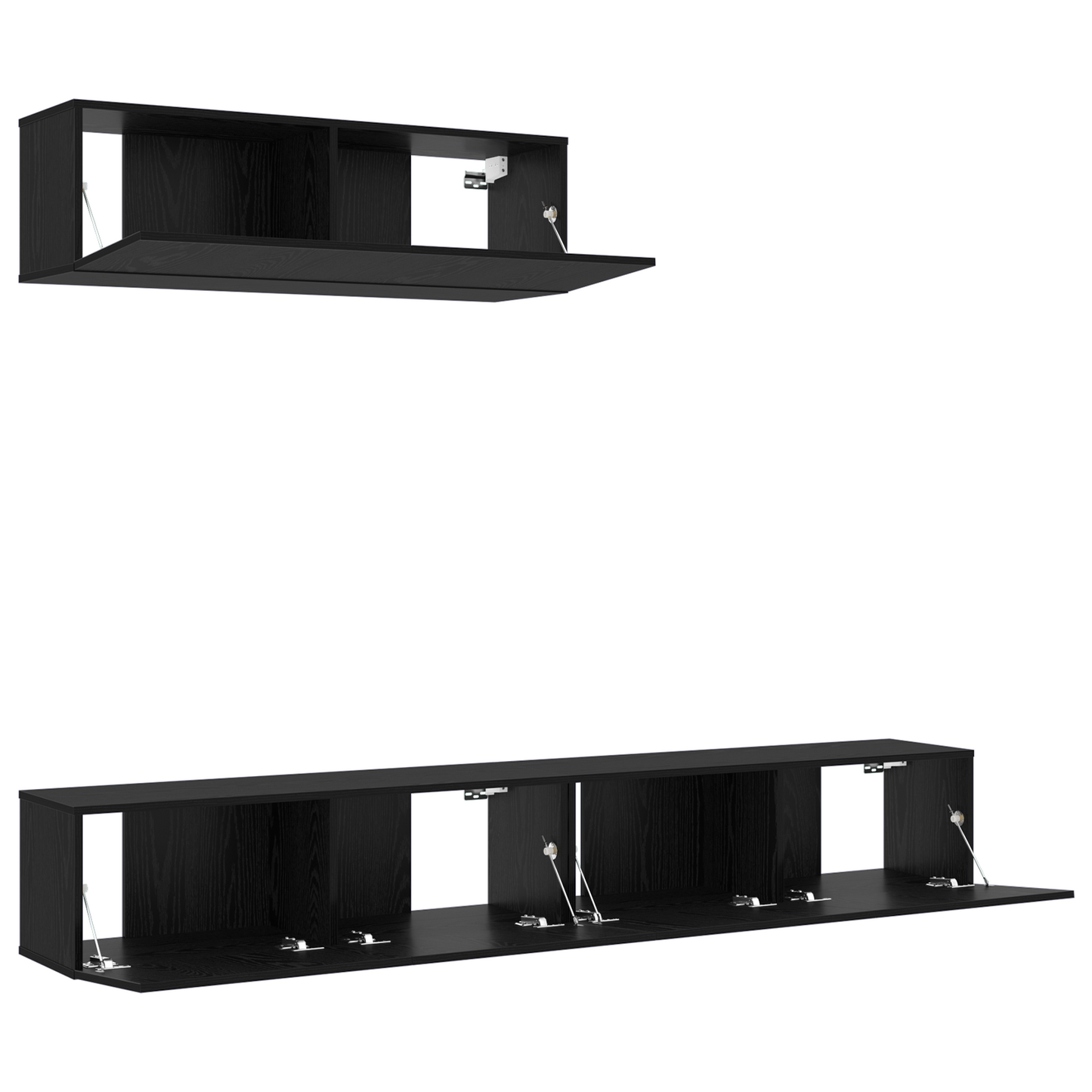 3 Piece TV Cabinet Set Wall-Mounted Black Oak Engineered Wood