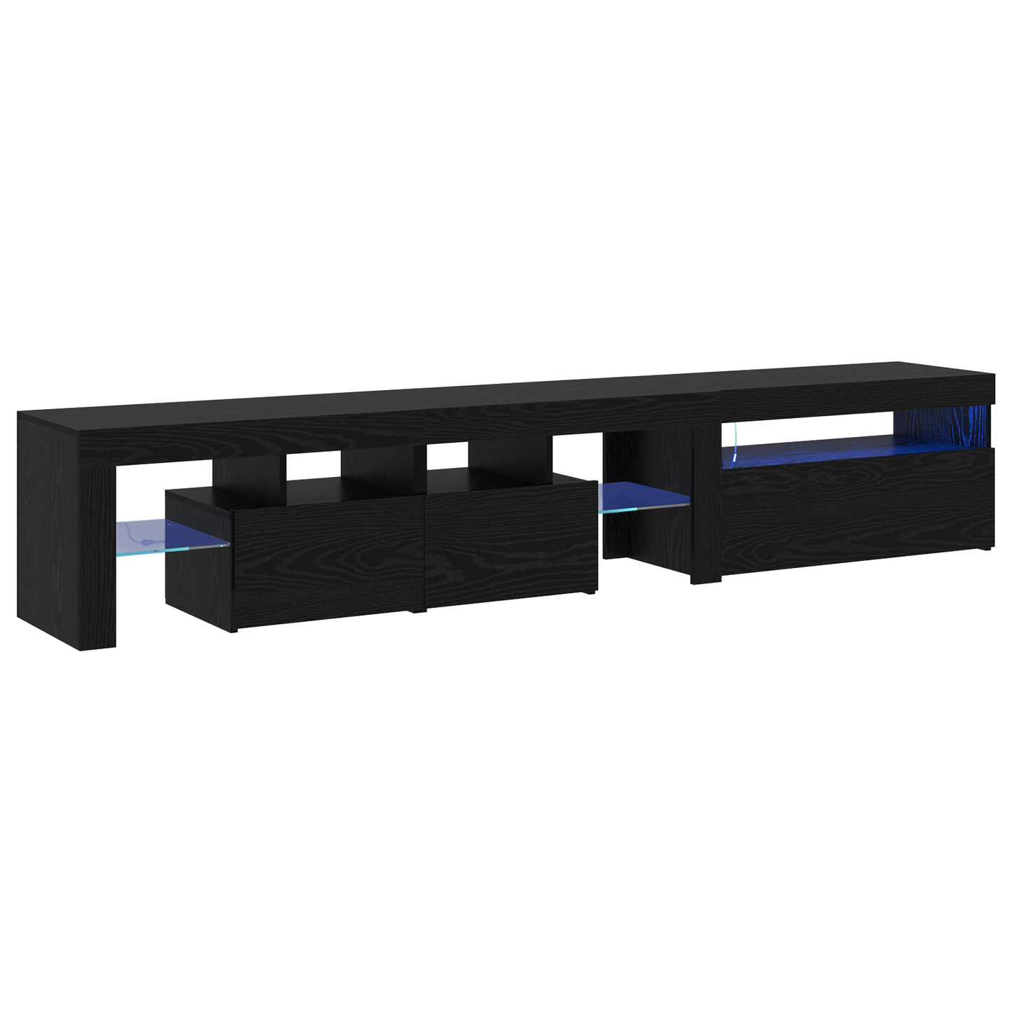 TV Cabinets 2 pcs with LED Lights Black Oak Engineered Wood