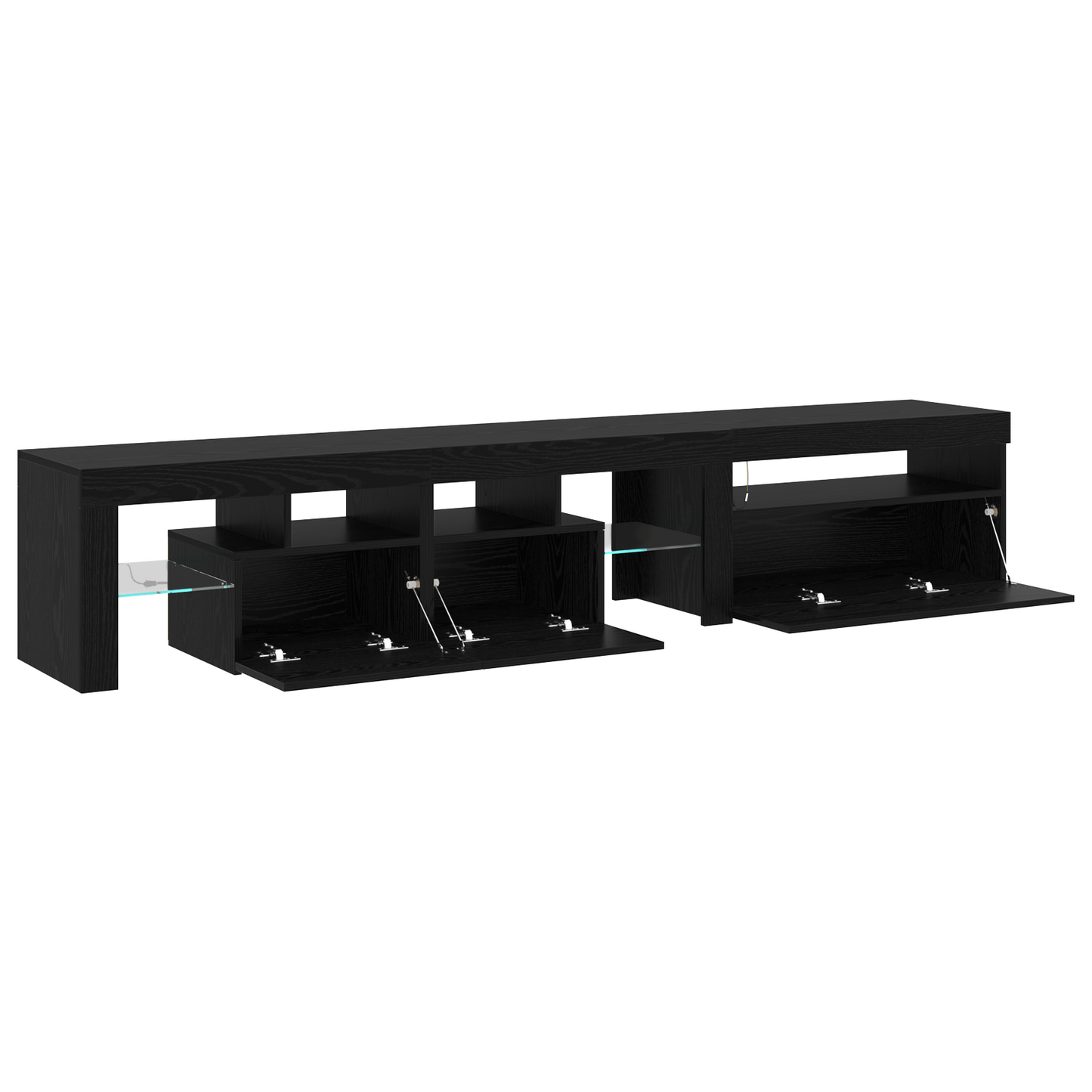 TV Cabinets 2 pcs with LED Lights Black Oak Engineered Wood