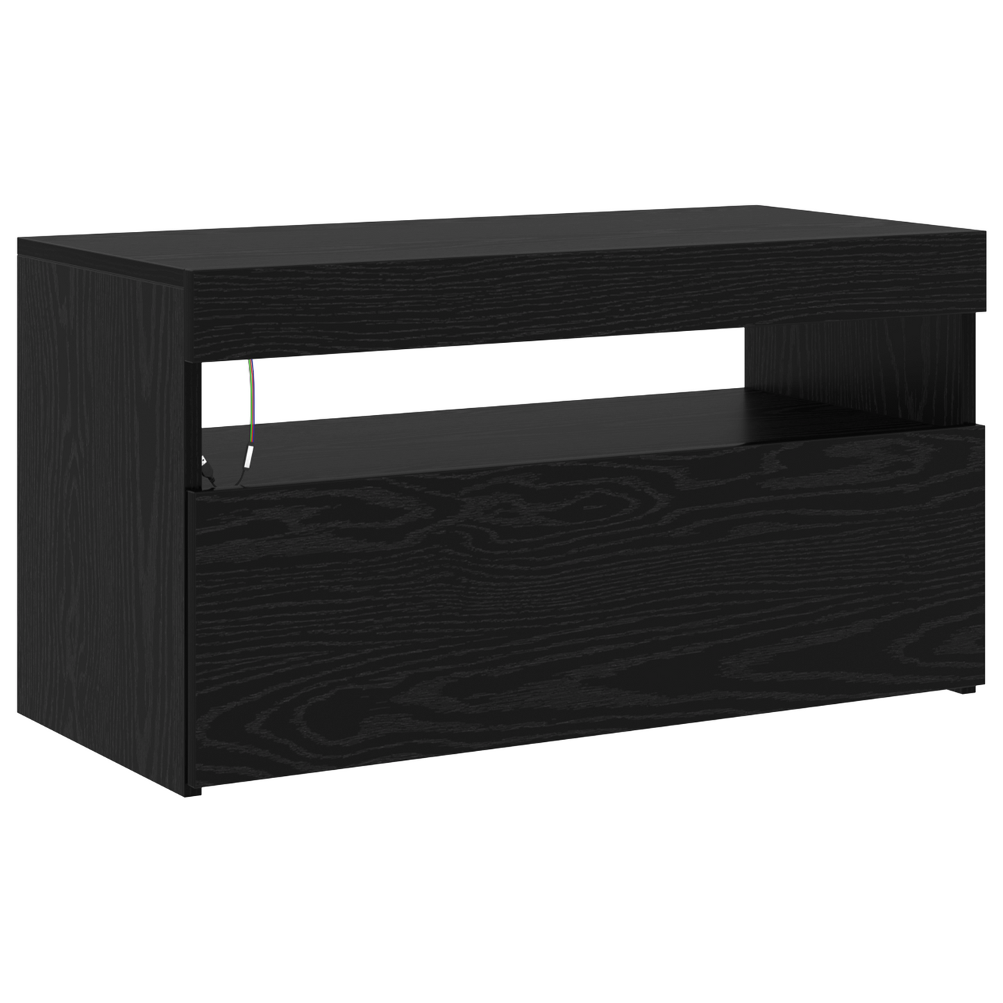 TV Cabinets 2 pcs with LED Lights Black Oak Engineered Wood