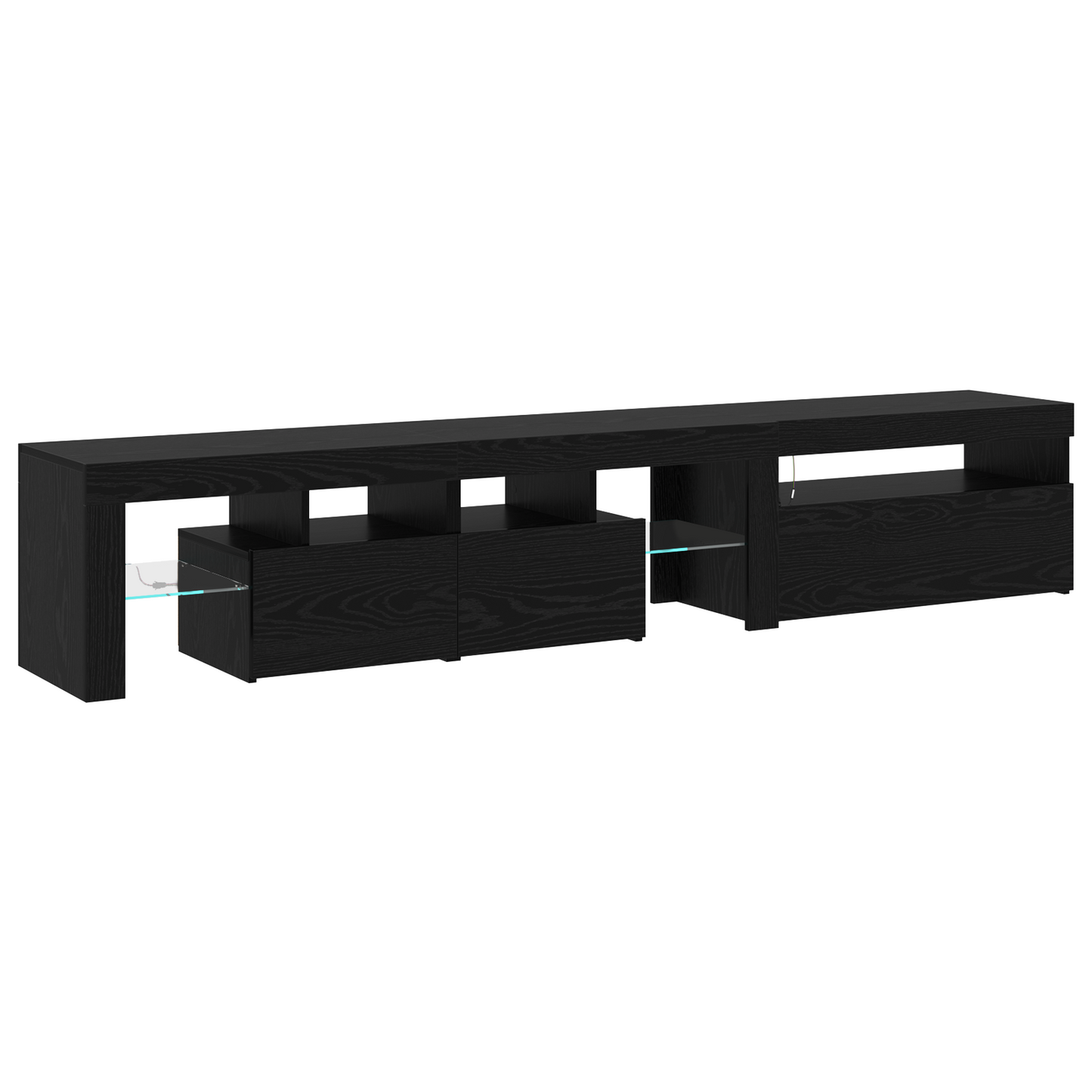 TV Cabinets 2 pcs with LED Lights Black Oak Engineered Wood