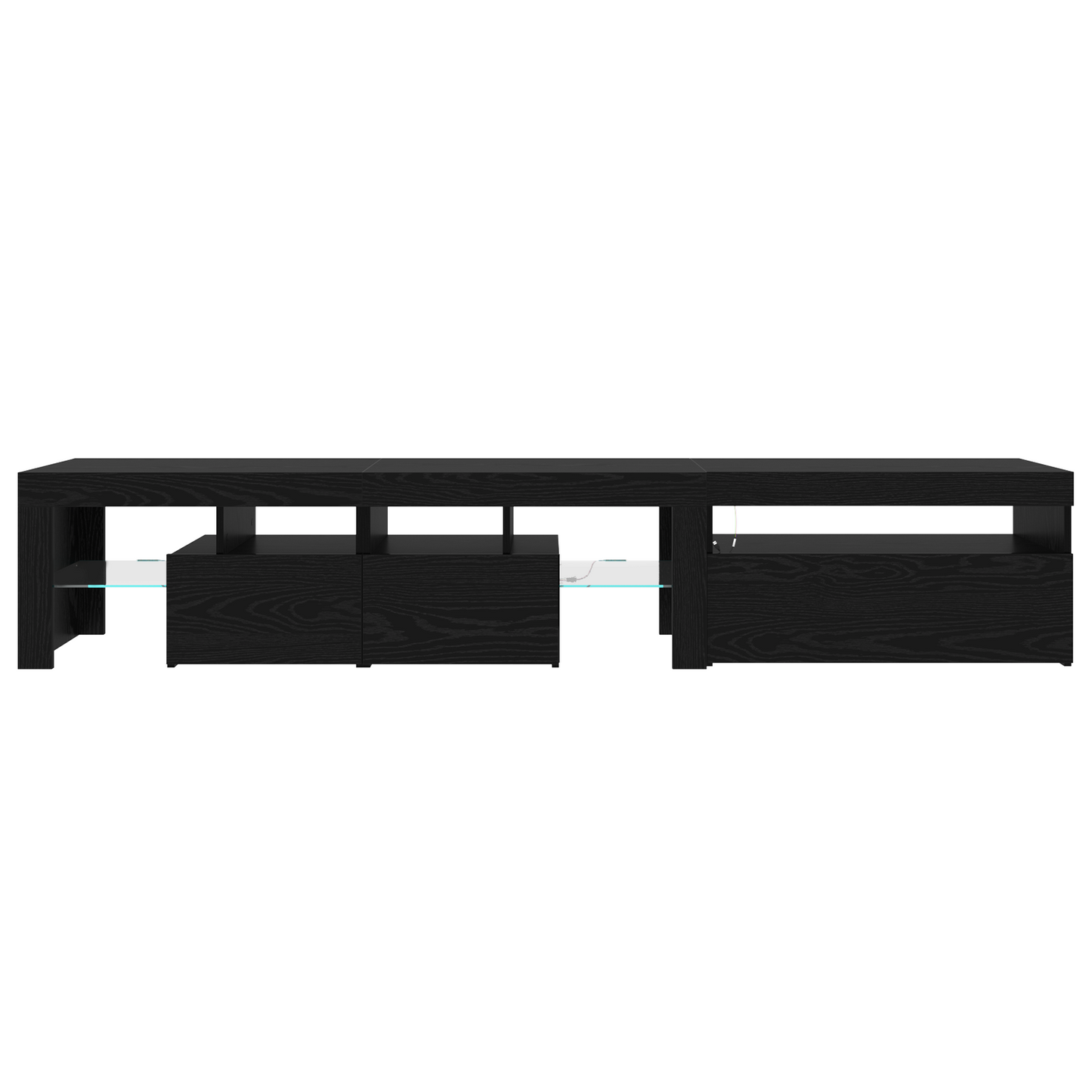 TV Cabinets 2 pcs with LED Lights Black Oak Engineered Wood