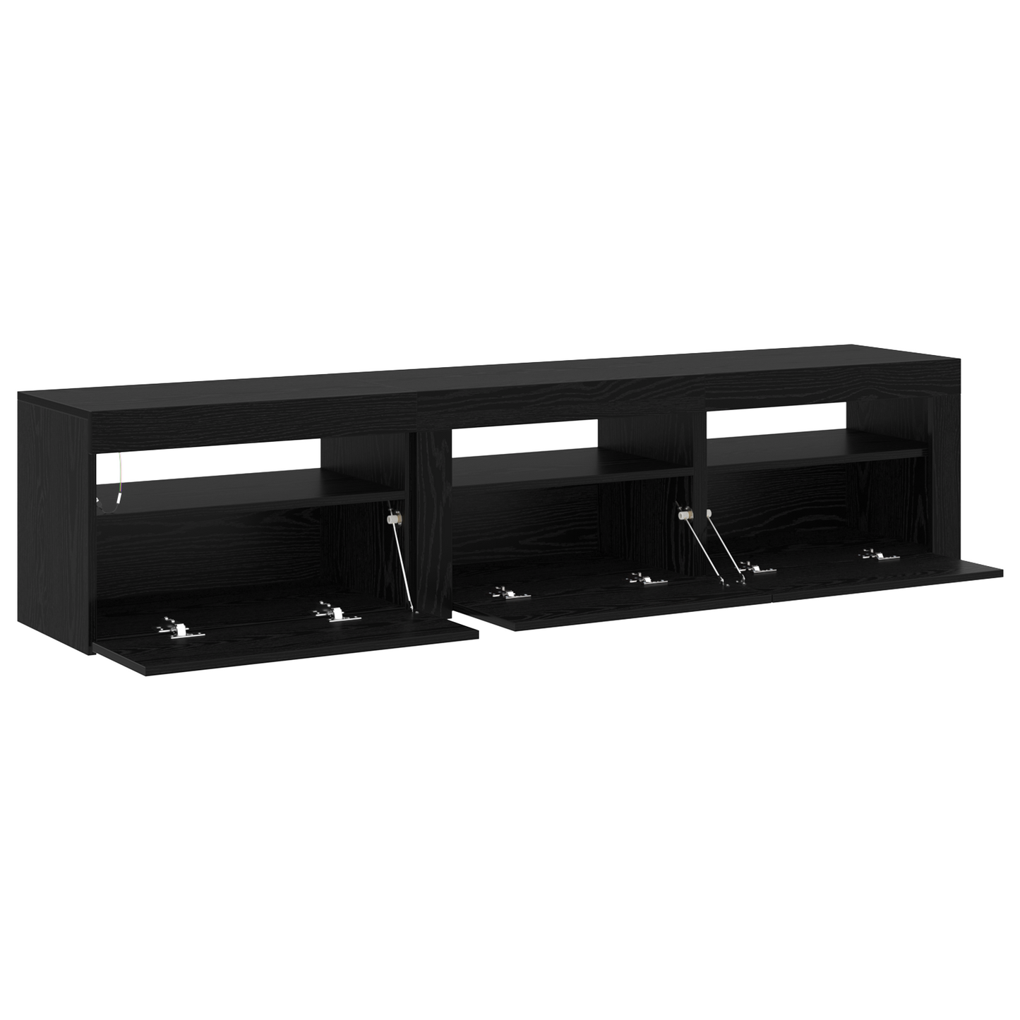 TV Cabinets 2 pcs with LED Lights Black Oak Engineered Wood