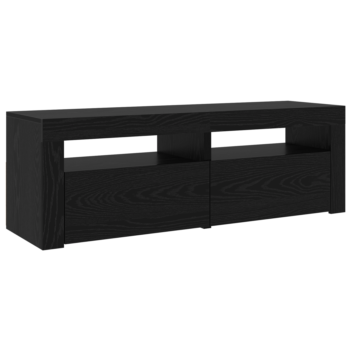 TV Cabinets 2 pcs with LED Lights Black Oak Engineered Wood