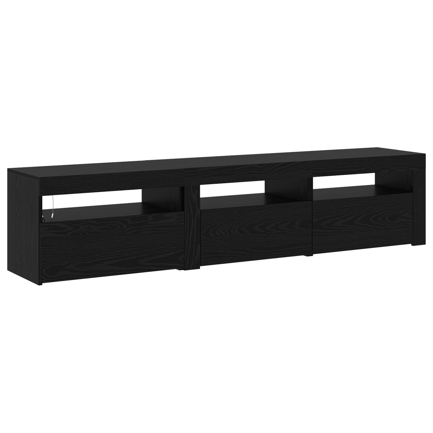 TV Cabinets 2 pcs with LED Lights Black Oak Engineered Wood