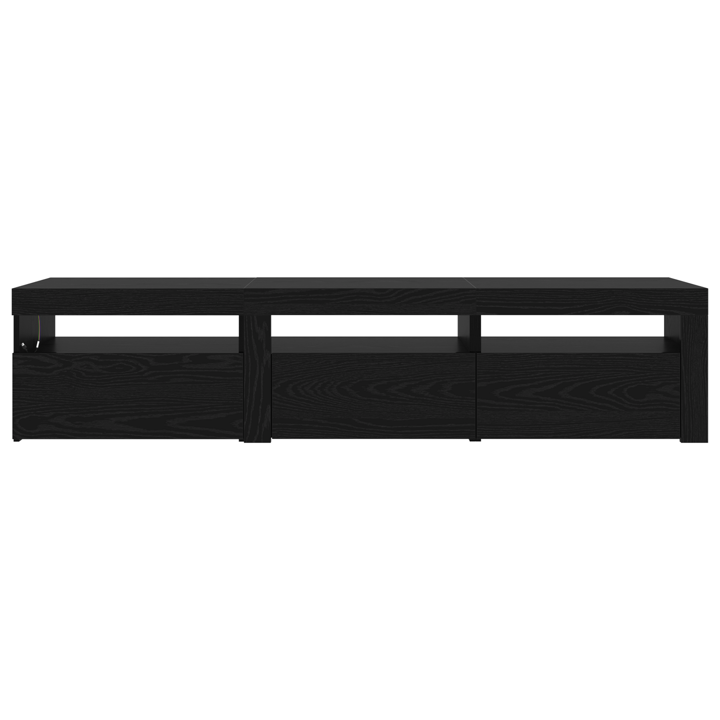 TV Cabinets 2 pcs with LED Lights Black Oak Engineered Wood