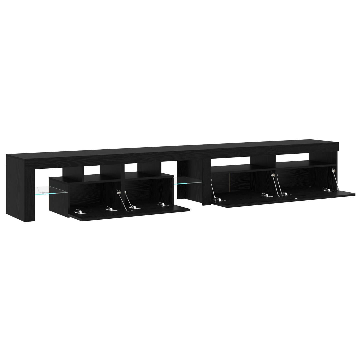 TV Cabinets 2 pcs with LED Lights Black Oak Engineered Wood