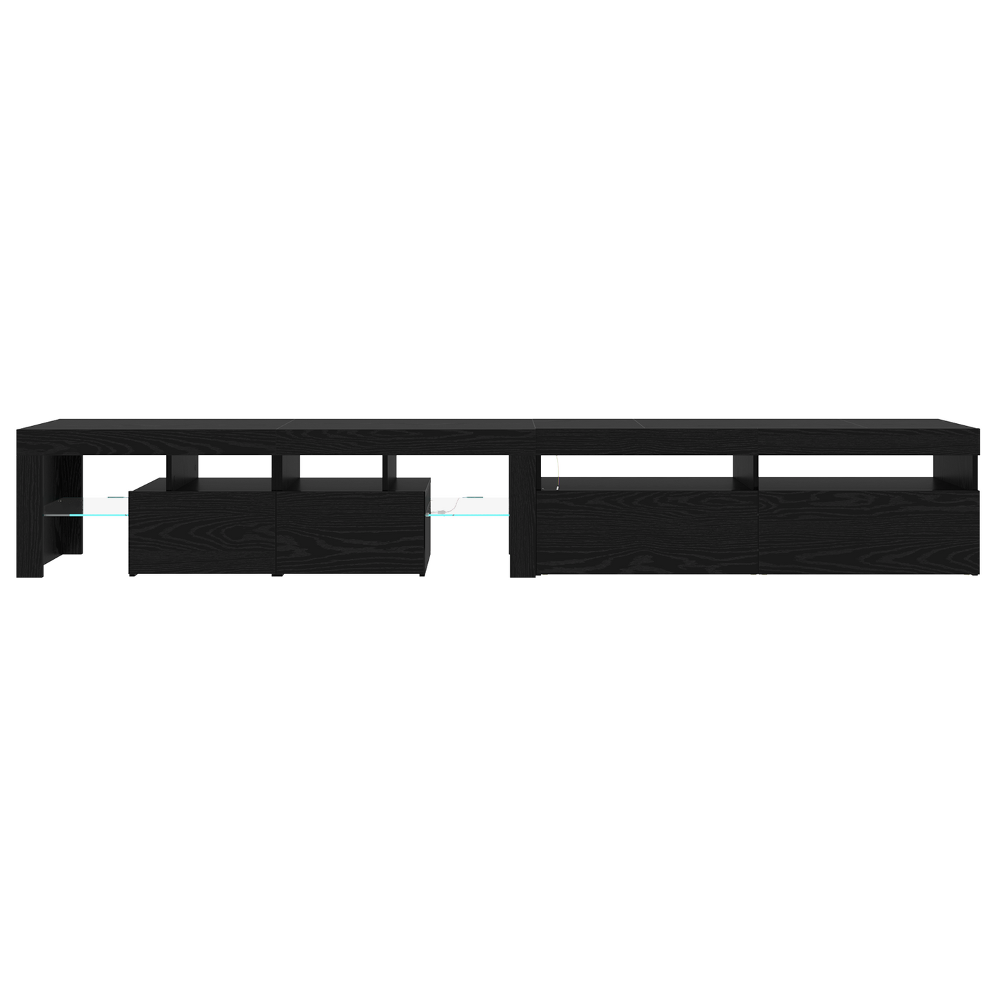 TV Cabinets 2 pcs with LED Lights Black Oak Engineered Wood