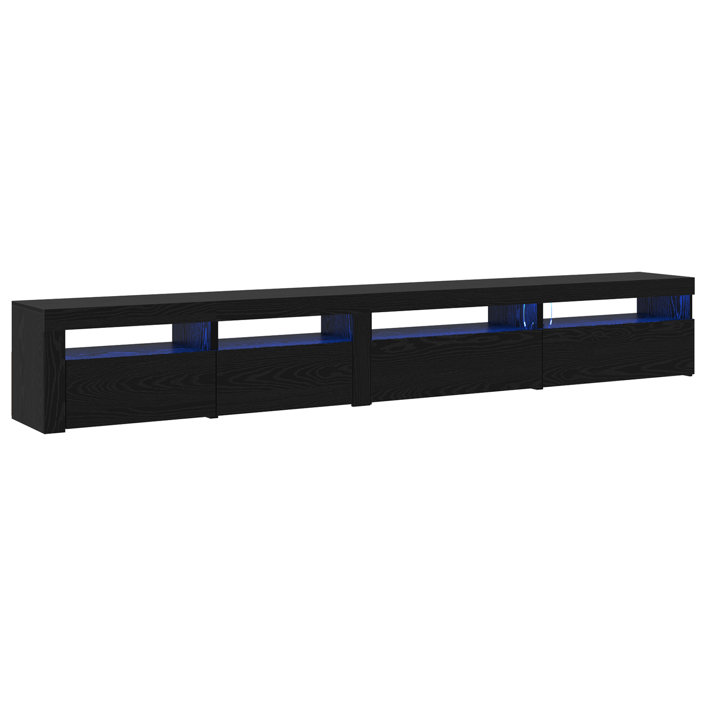 3 Piece TV Cabinet Set with LED Lights Black Oak Engineered Wood