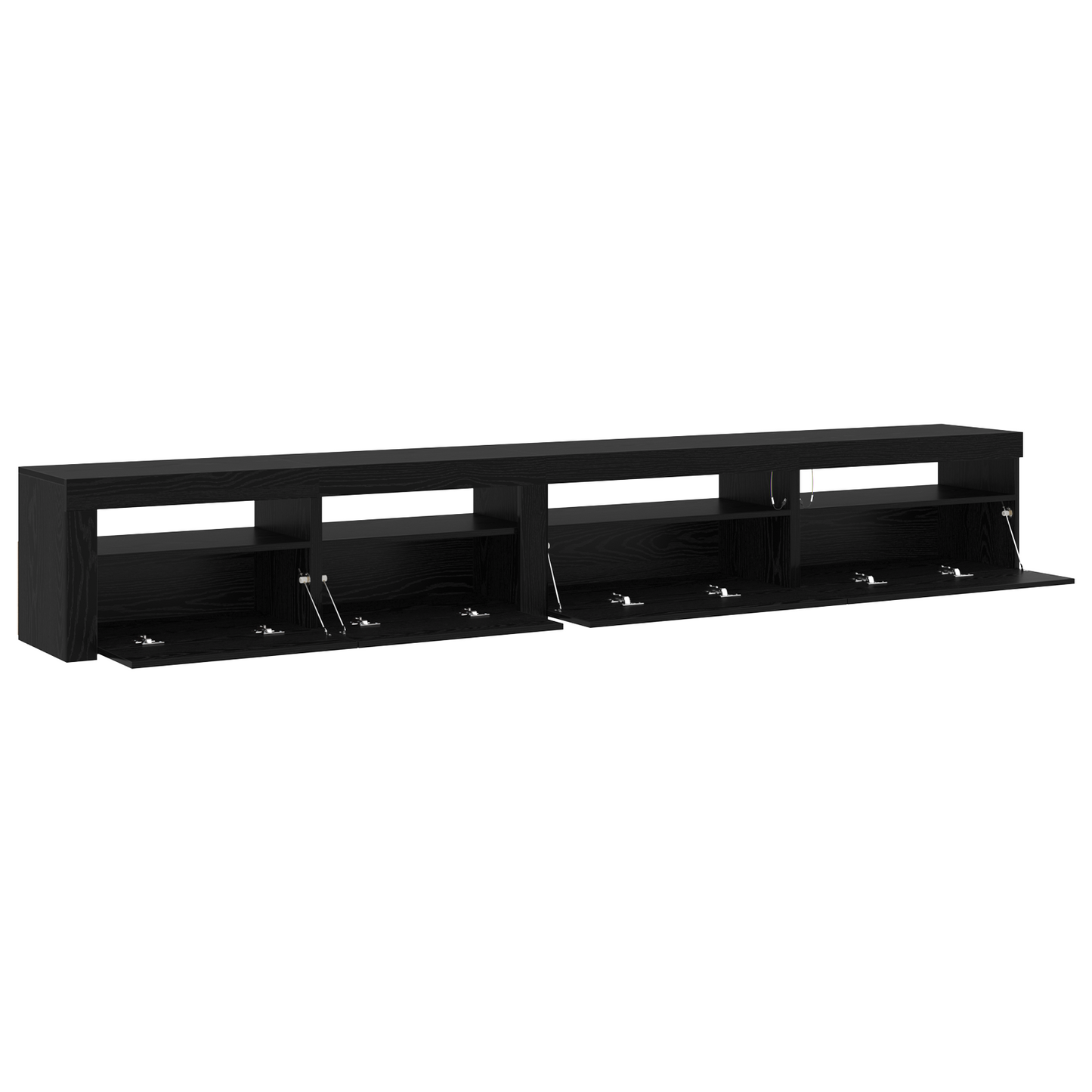 3 Piece TV Cabinet Set with LED Lights Black Oak Engineered Wood