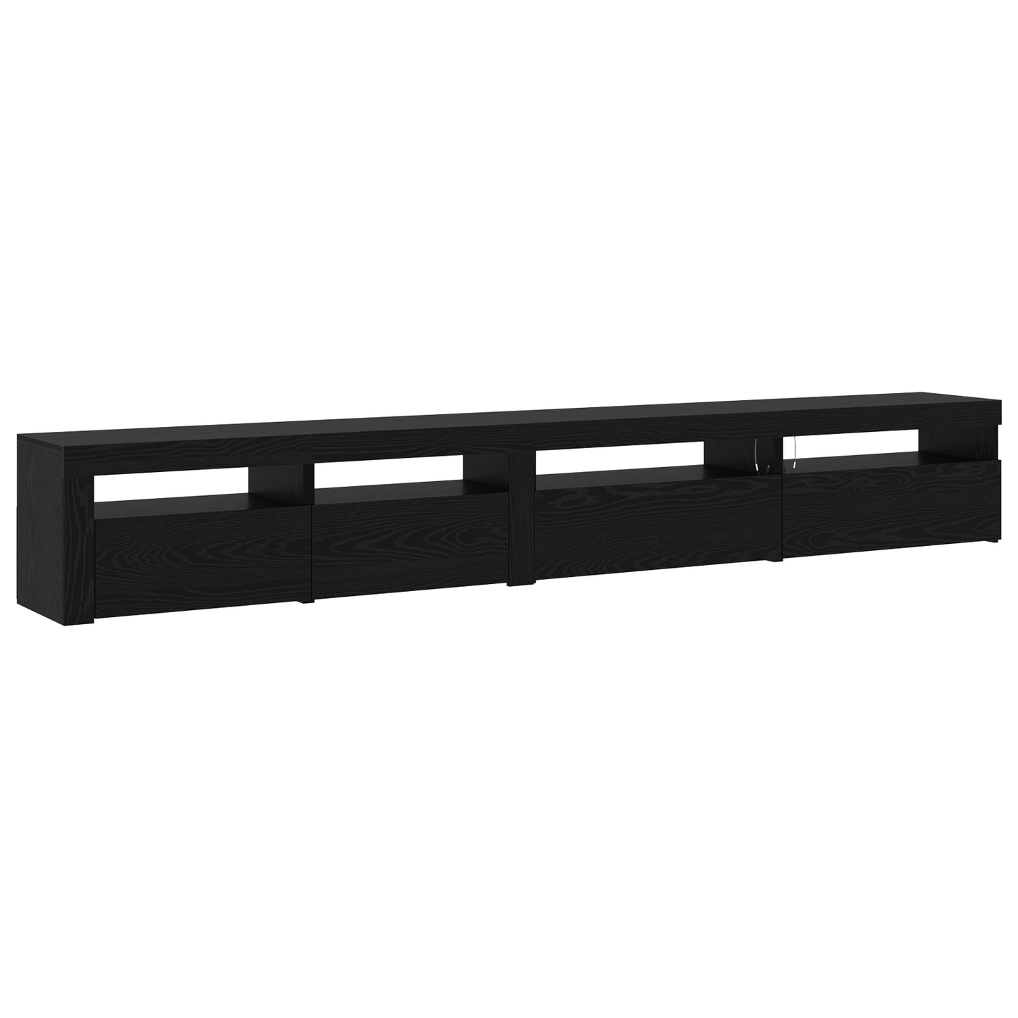 3 Piece TV Cabinet Set with LED Lights Black Oak Engineered Wood