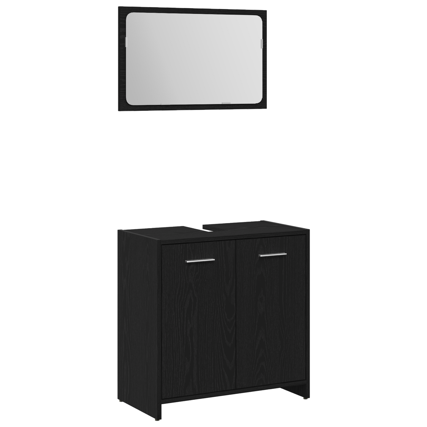 3 Piece Bathroom Furniture Set Black Oak Engineered Wood