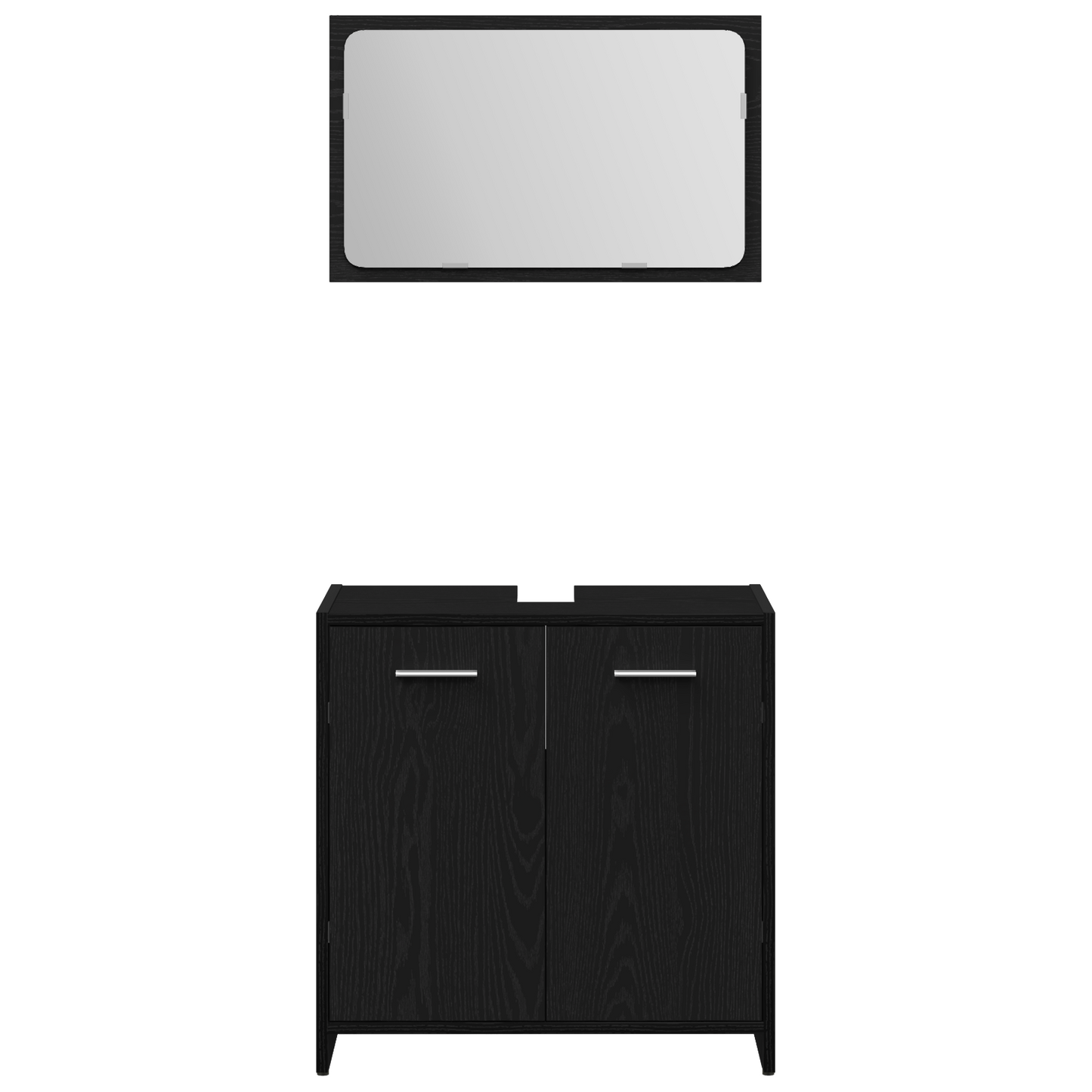 3 Piece Bathroom Furniture Set Black Oak Engineered Wood