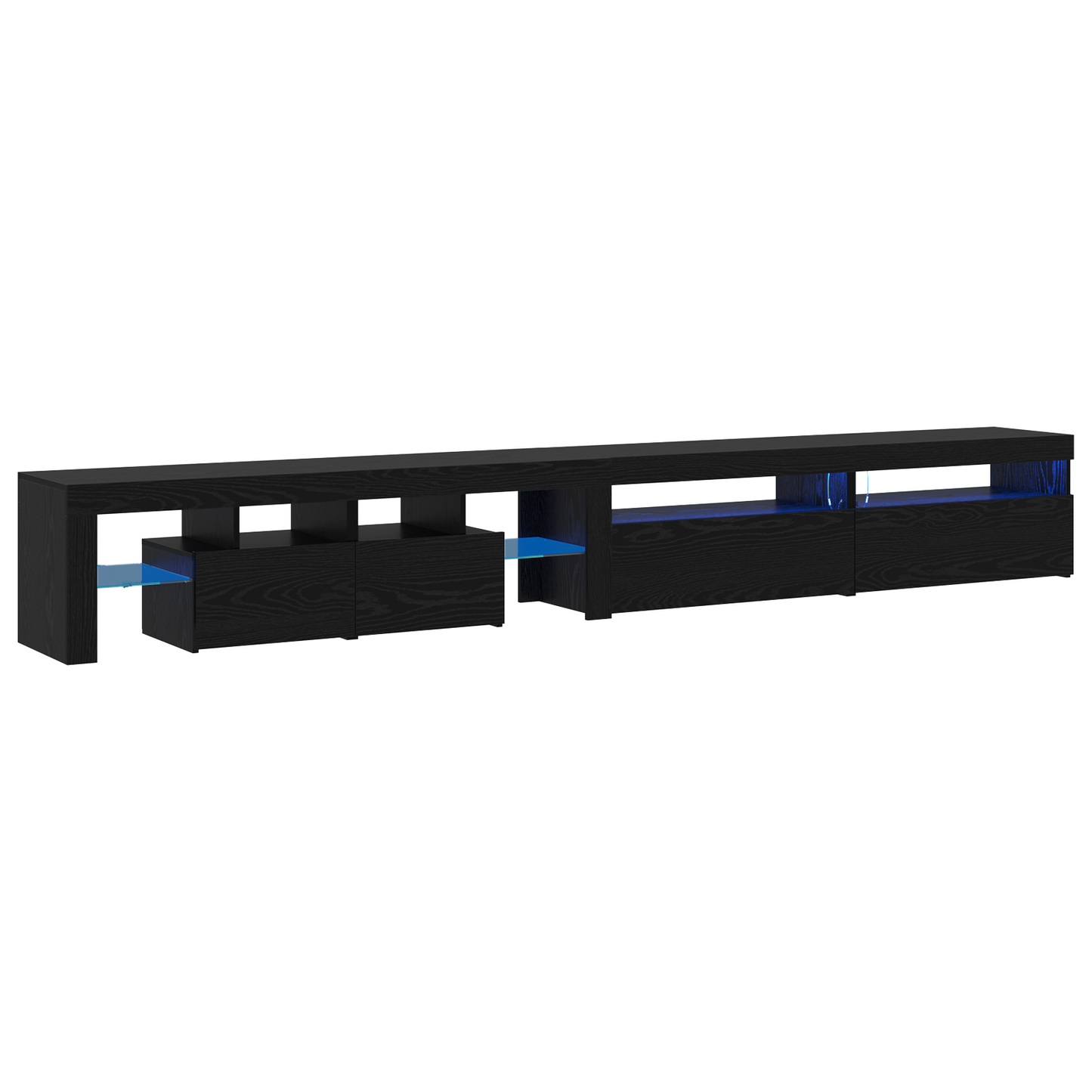 TV Cabinets 3 pcs with LED Lights Black Oak Engineered Wood
