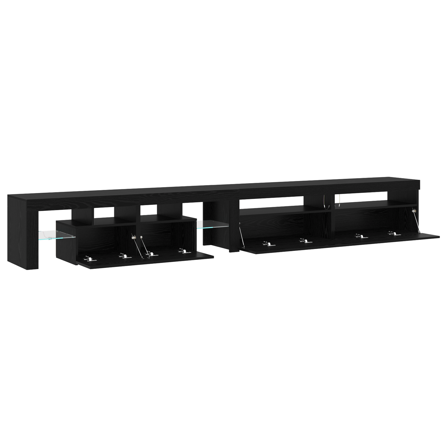 TV Cabinets 3 pcs with LED Lights Black Oak Engineered Wood