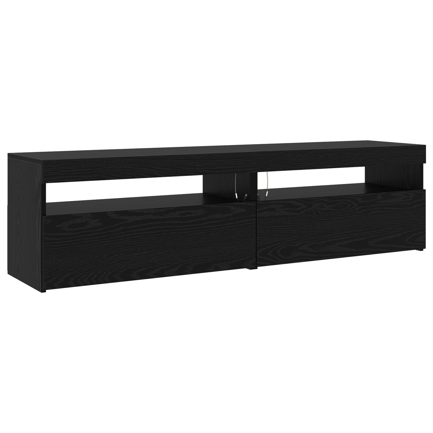 TV Cabinets 3 pcs with LED Lights Black Oak Engineered Wood