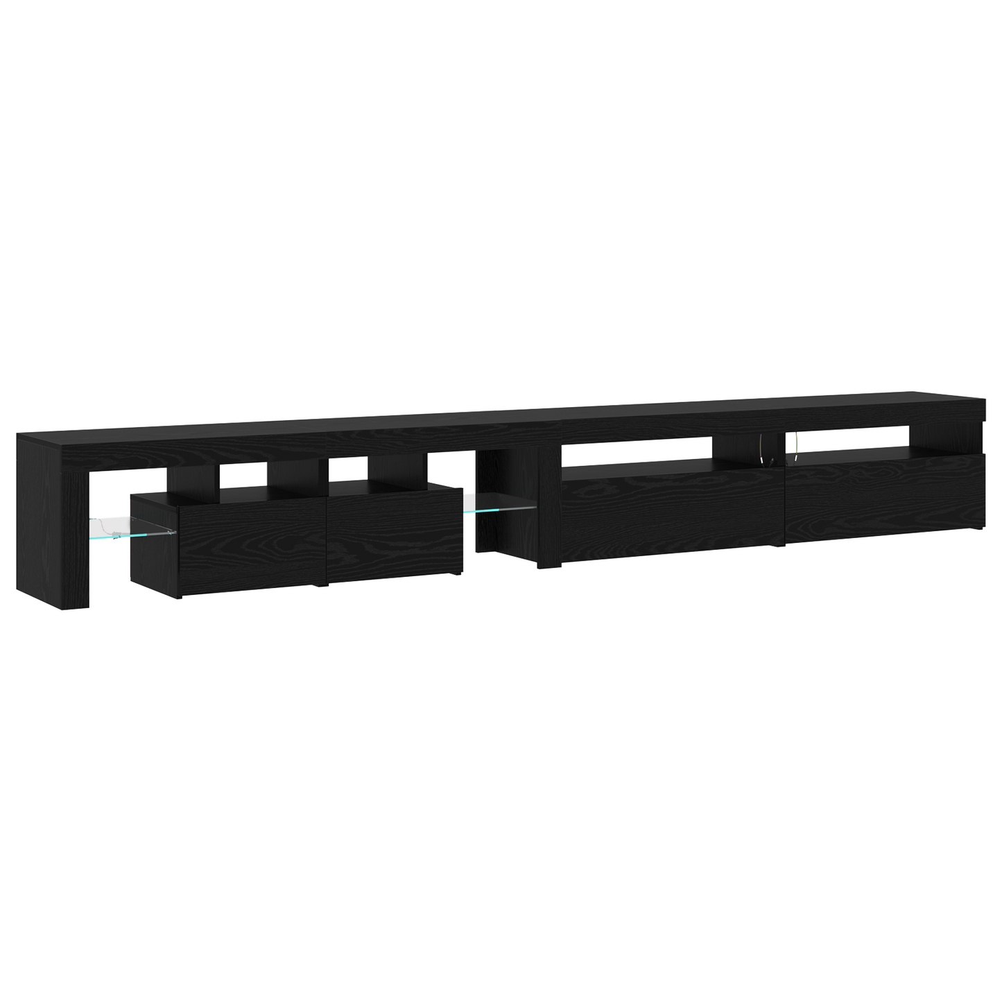 TV Cabinets 3 pcs with LED Lights Black Oak Engineered Wood
