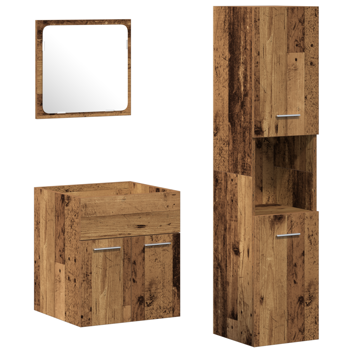 3 Piece Bathroom Furniture Set Old Wood Engineered Wood