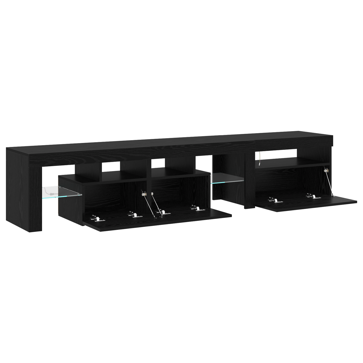 TV Cabinets 2 pcs with LED Lights Black Oak Engineered Wood