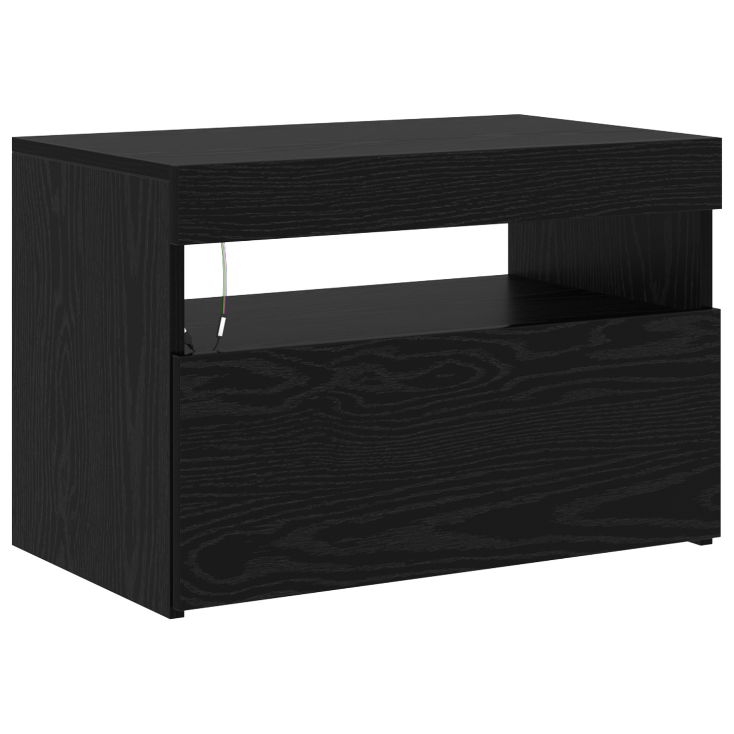 TV Cabinets 2 pcs with LED Lights Black Oak Engineered Wood