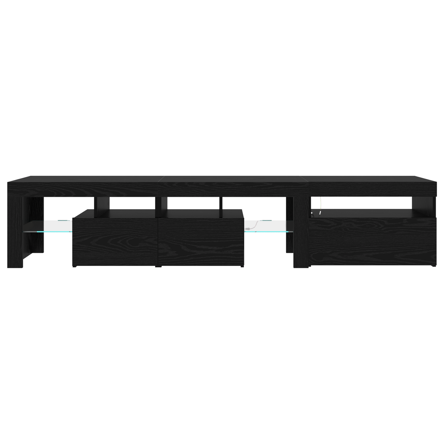 TV Cabinets 2 pcs with LED Lights Black Oak Engineered Wood