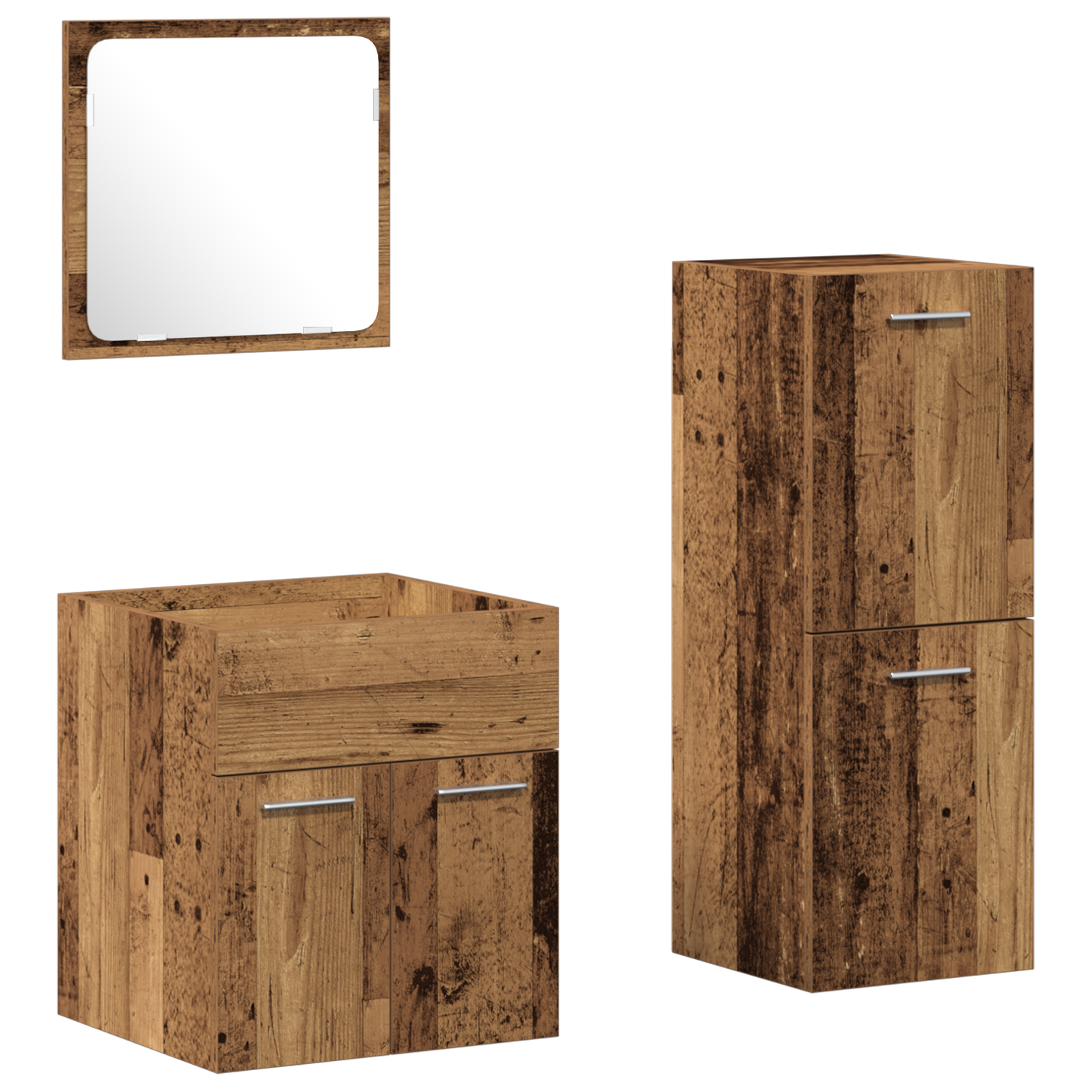 3 Piece Bathroom Furniture Set Old Wood Engineered Wood