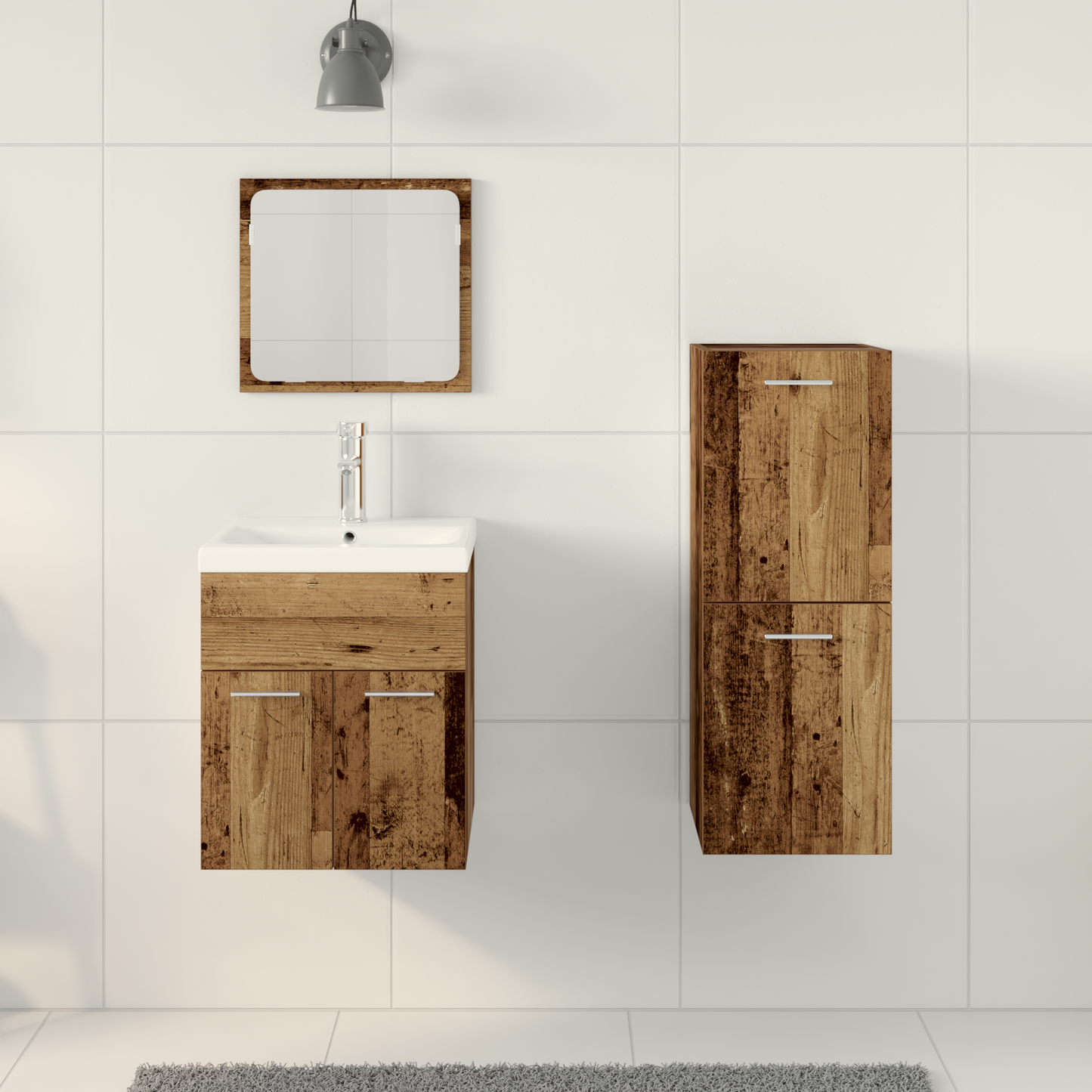 3 Piece Bathroom Furniture Set Old Wood Engineered Wood