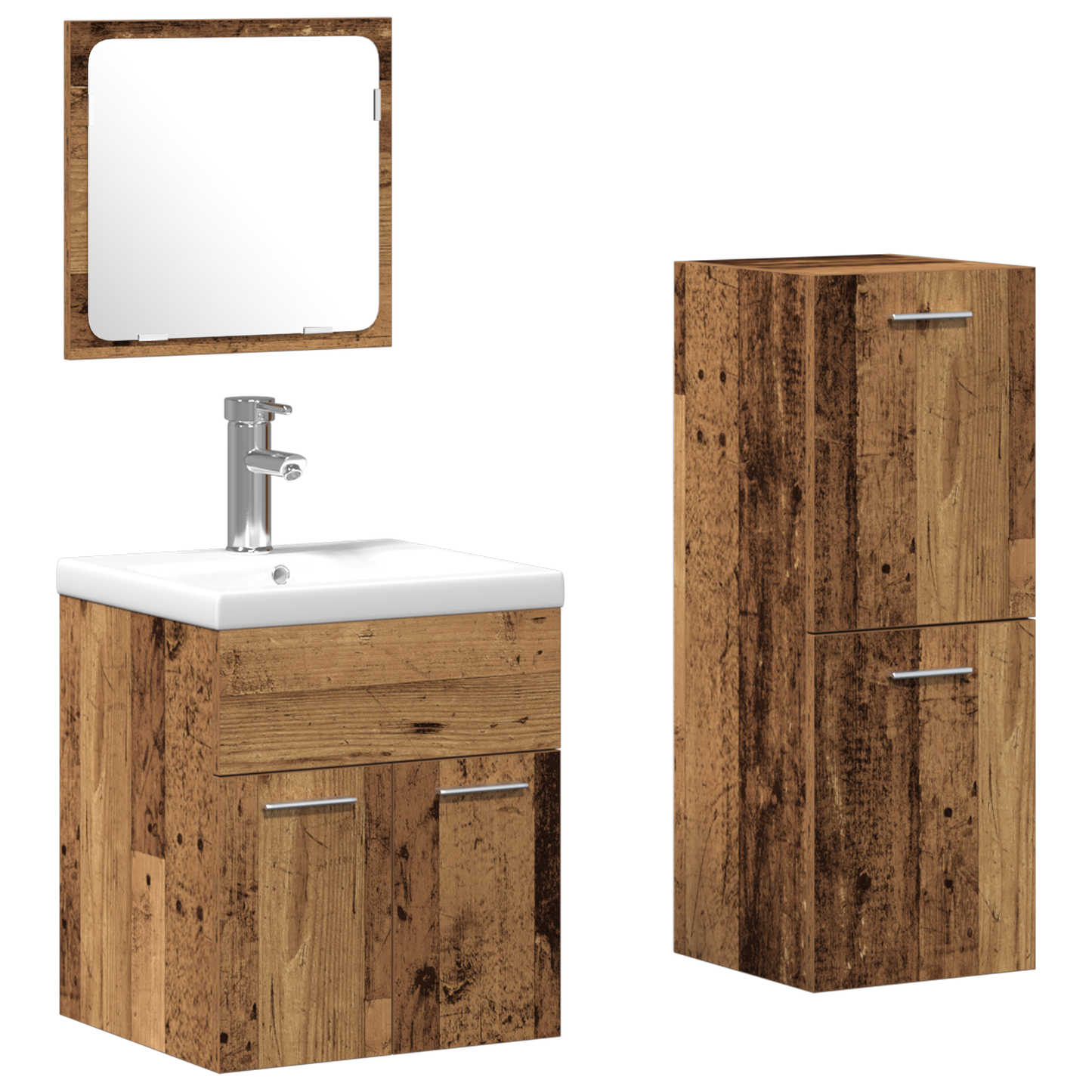 3 Piece Bathroom Furniture Set Old Wood Engineered Wood